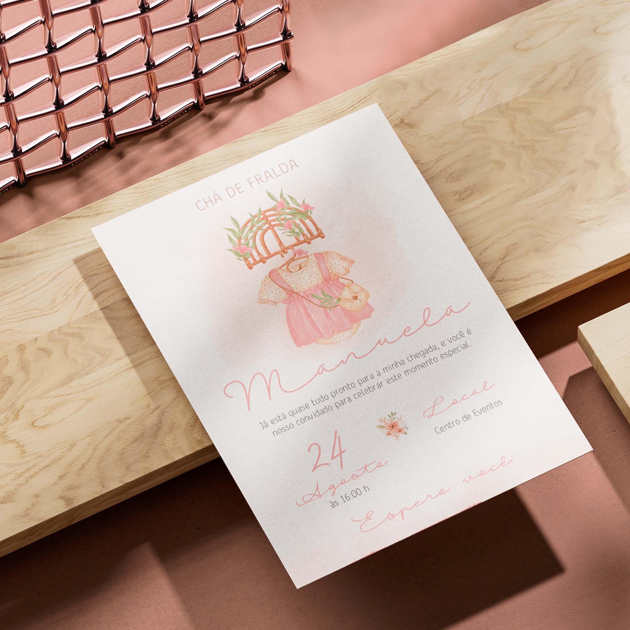 Traje de invitación digital para baby shower