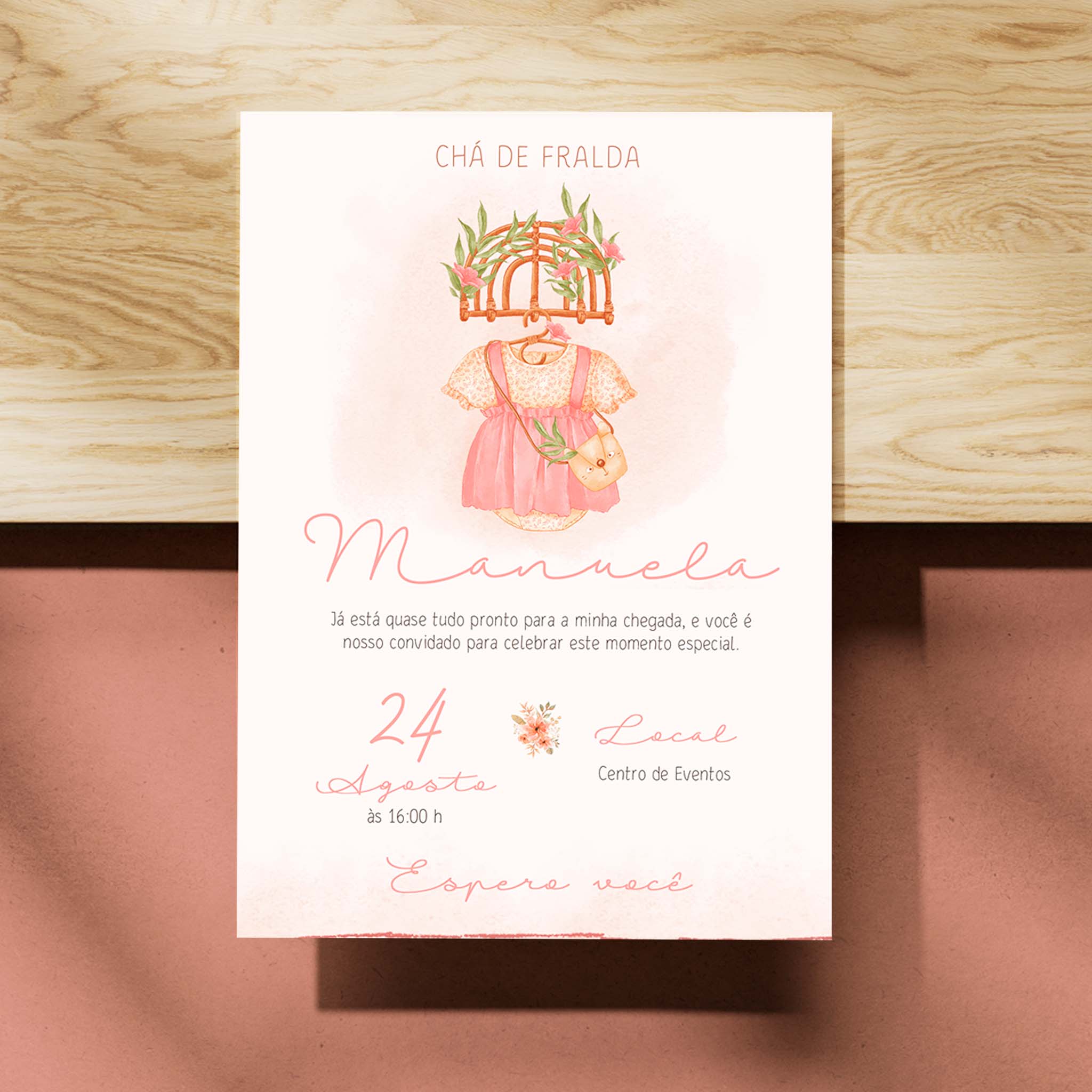Traje de invitación digital para baby shower