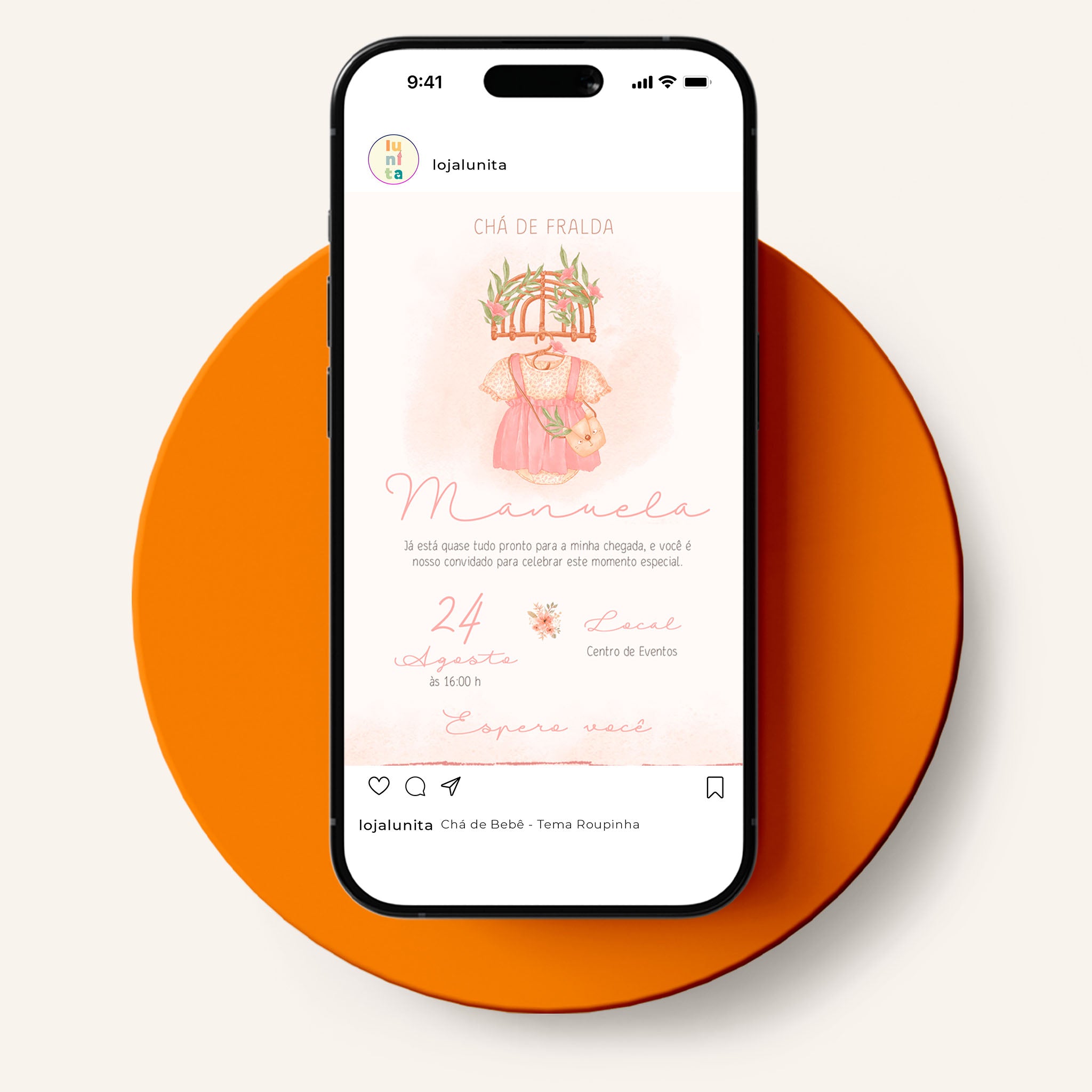 Traje de invitación digital para baby shower