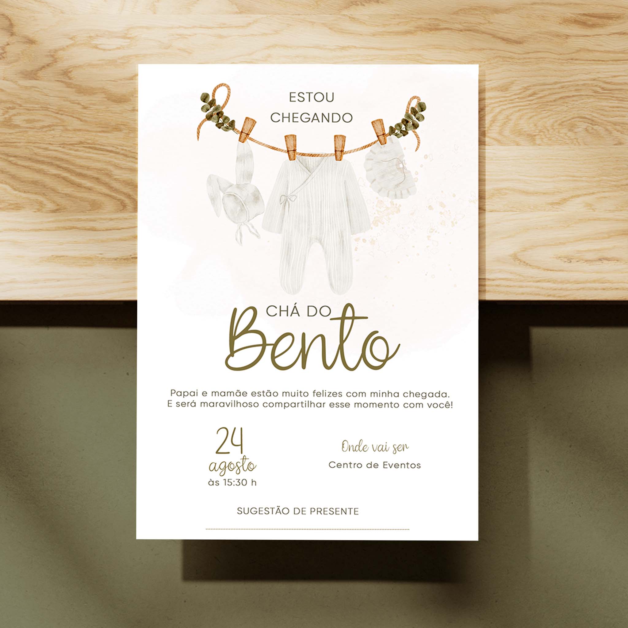 Traje de invitación digital para baby shower