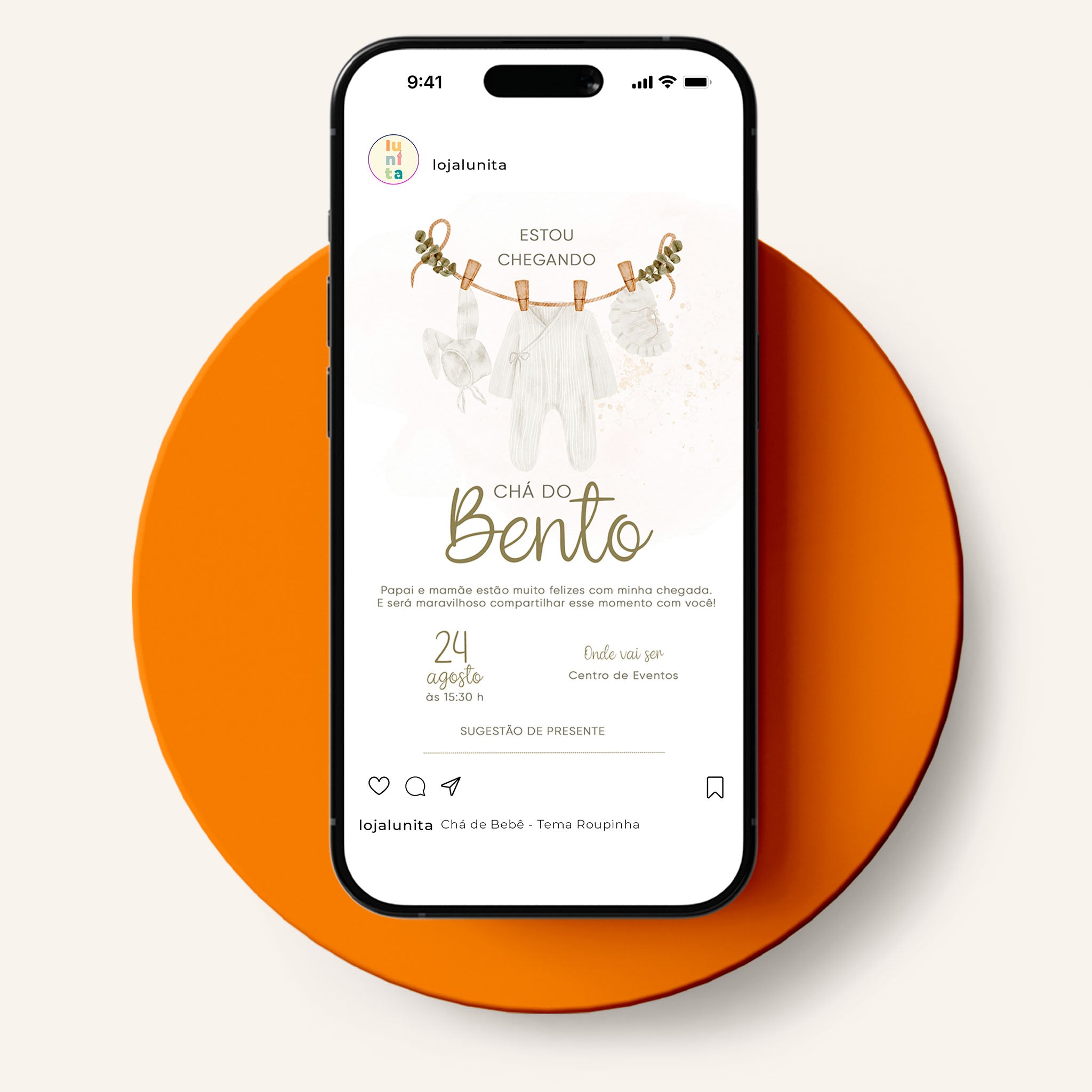 Traje de invitación digital para baby shower