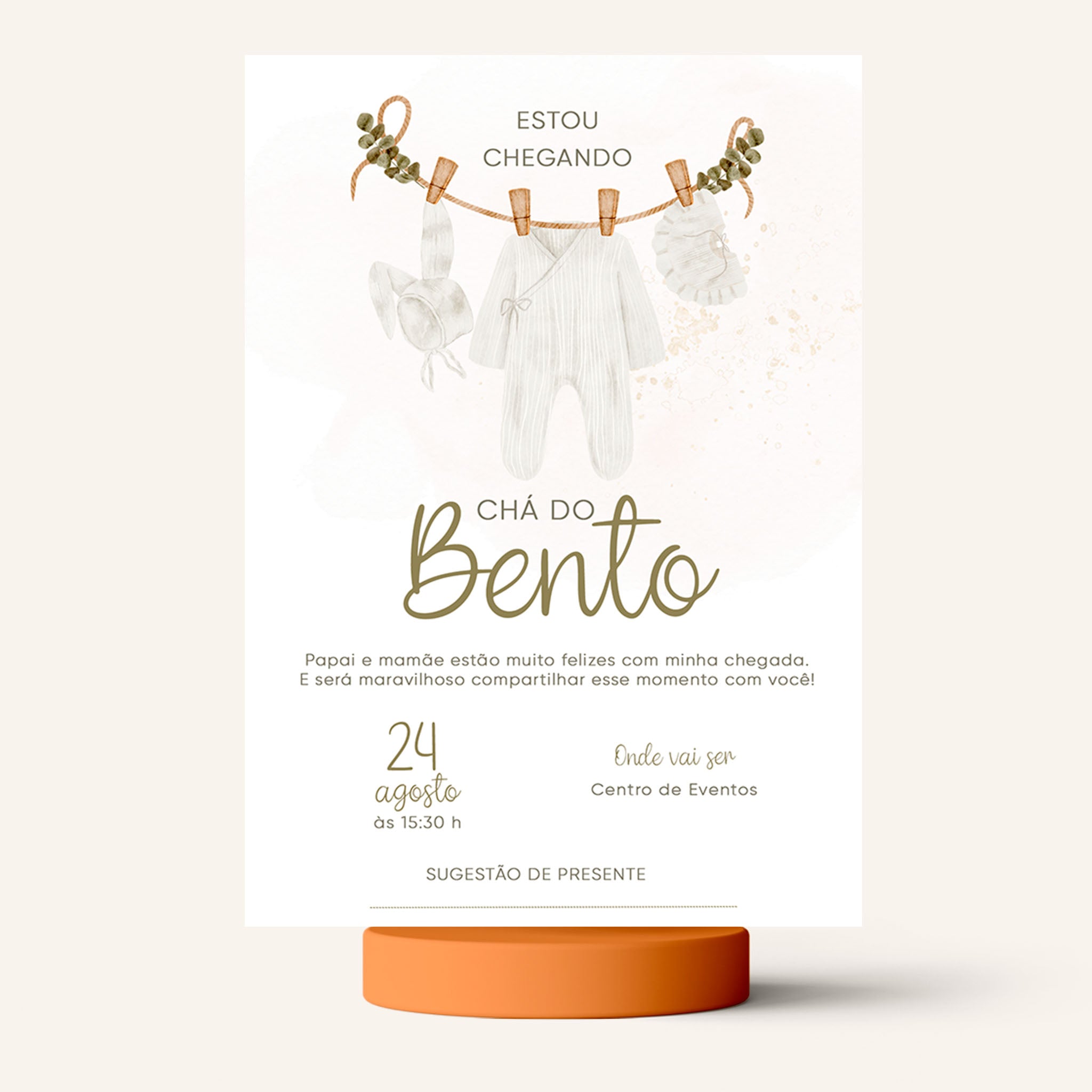 Traje de invitación digital para baby shower
