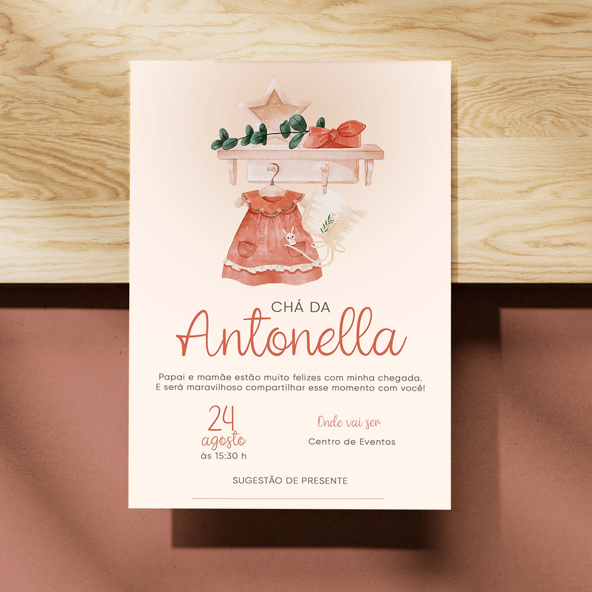 Traje de invitación digital para baby shower