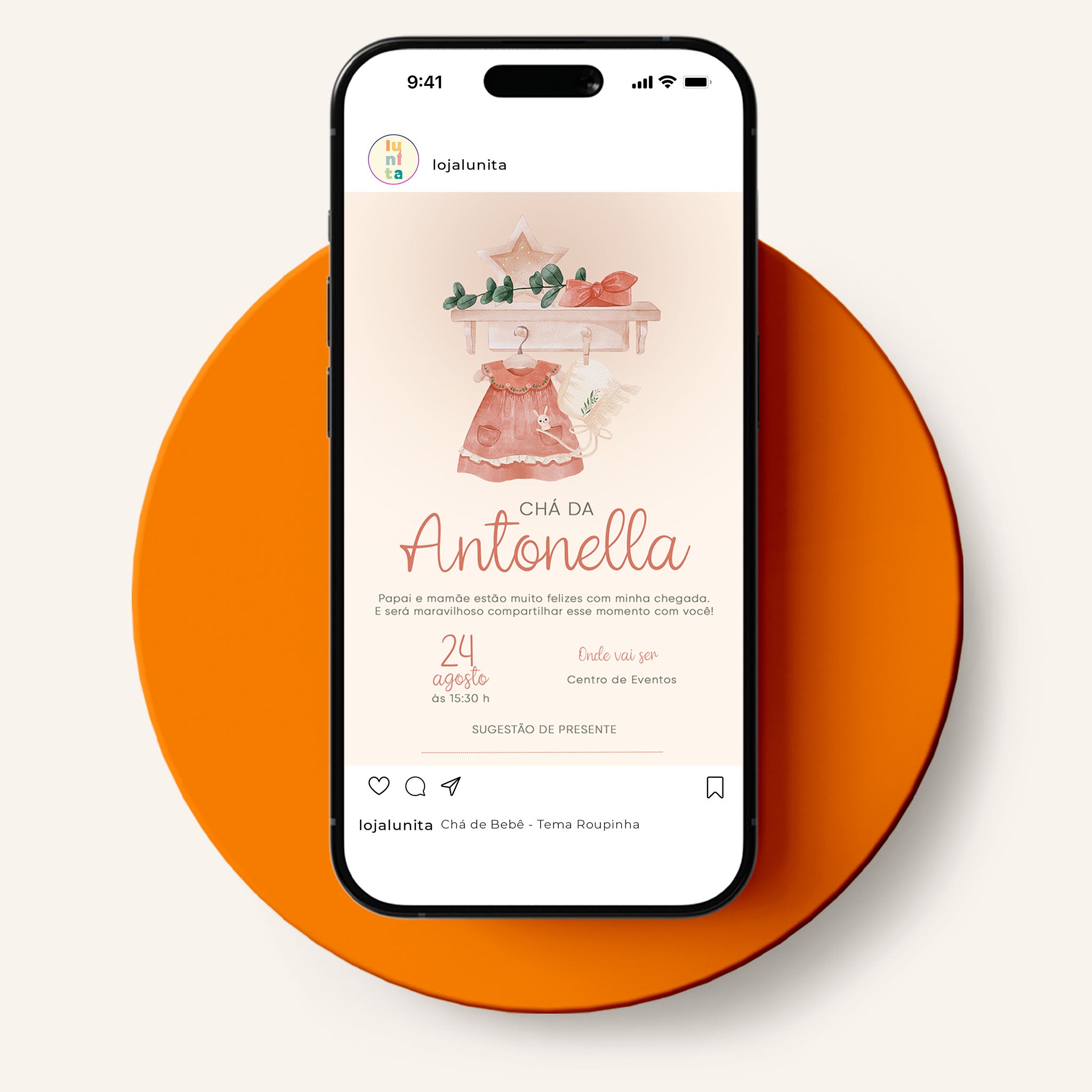 Traje de invitación digital para baby shower