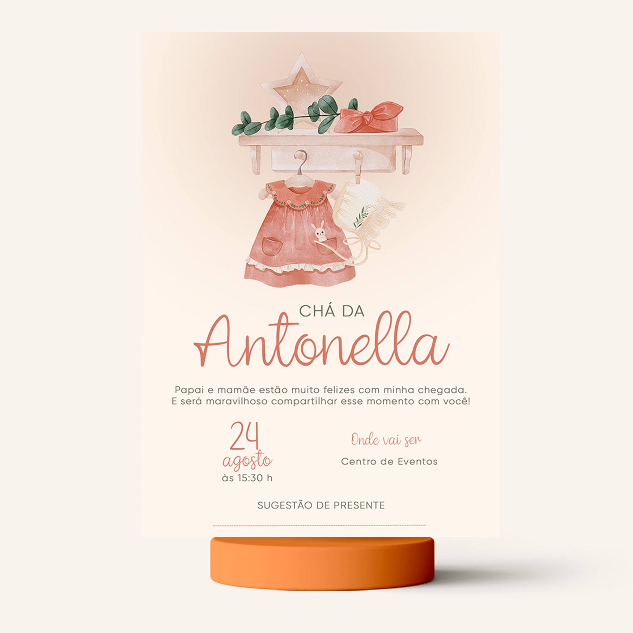 Traje de invitación digital para baby shower