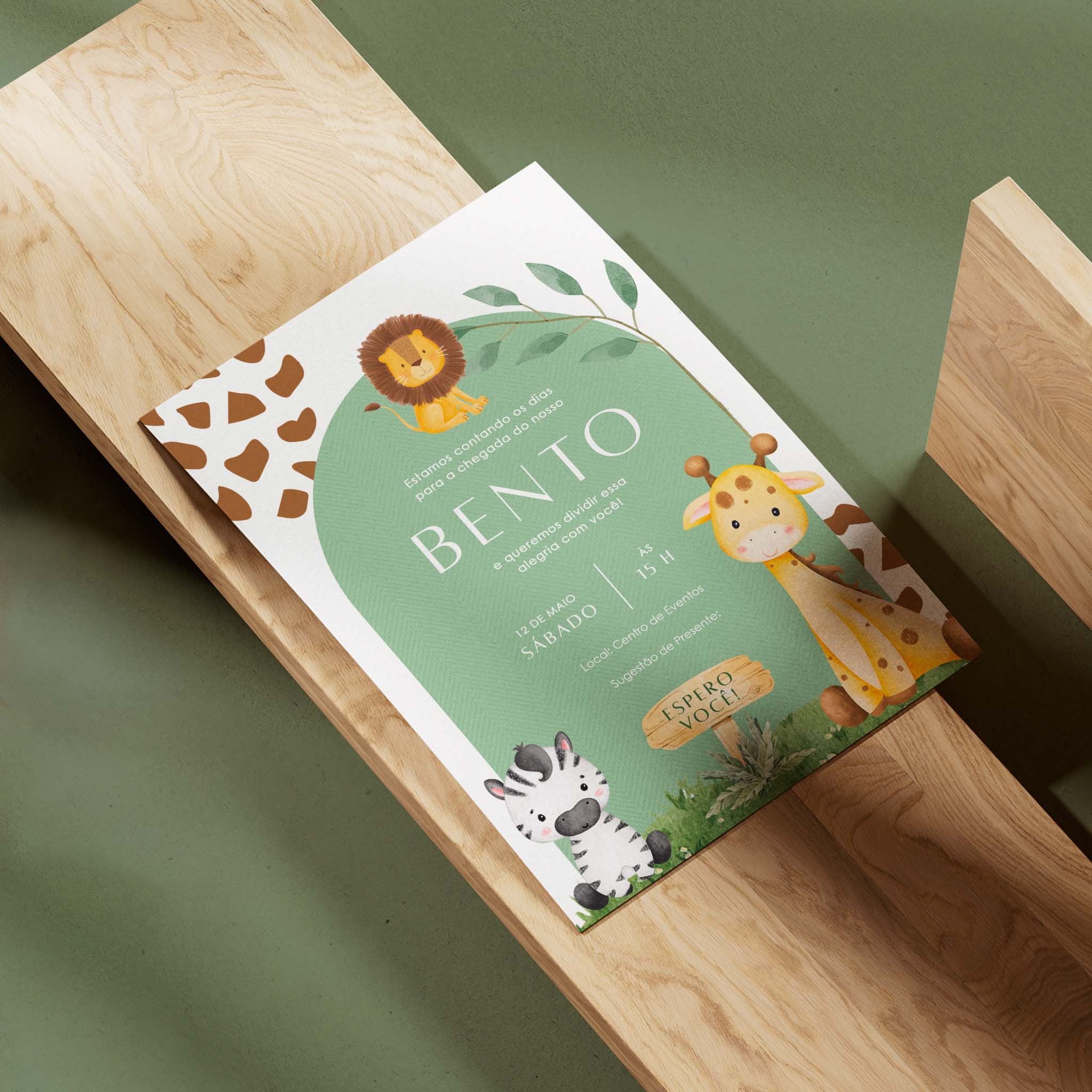Invitación digital para baby shower de safari