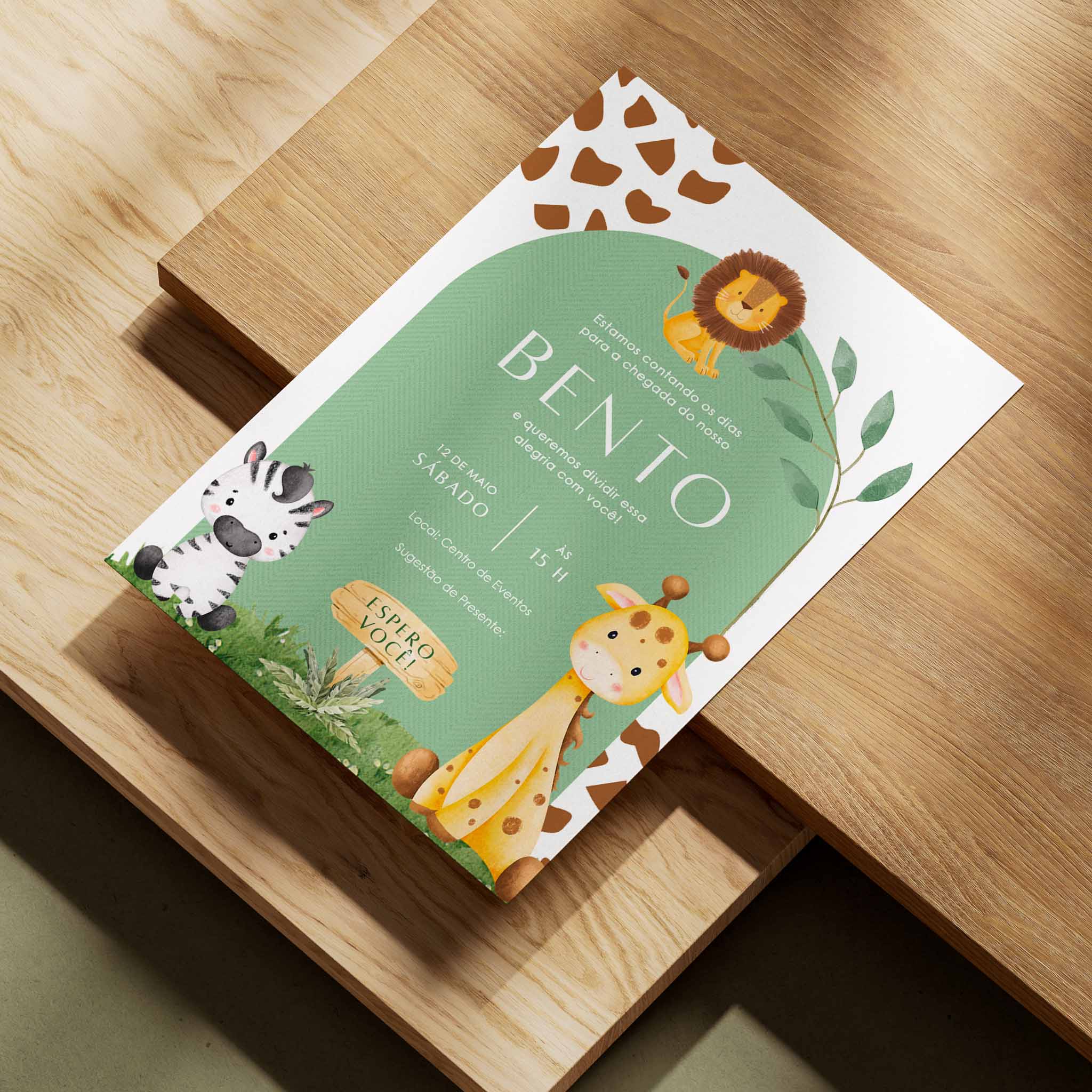 Invitación digital para baby shower de safari