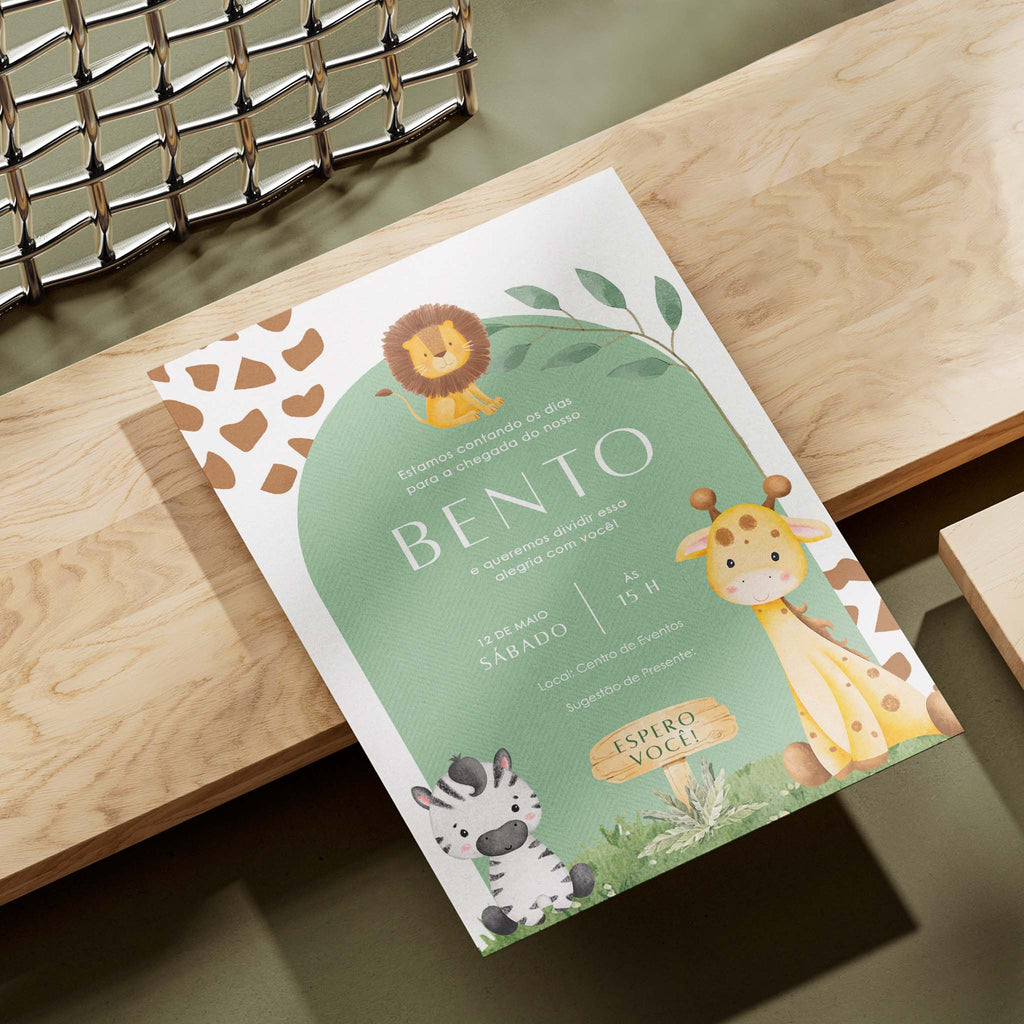 Invitación digital para baby shower de safari