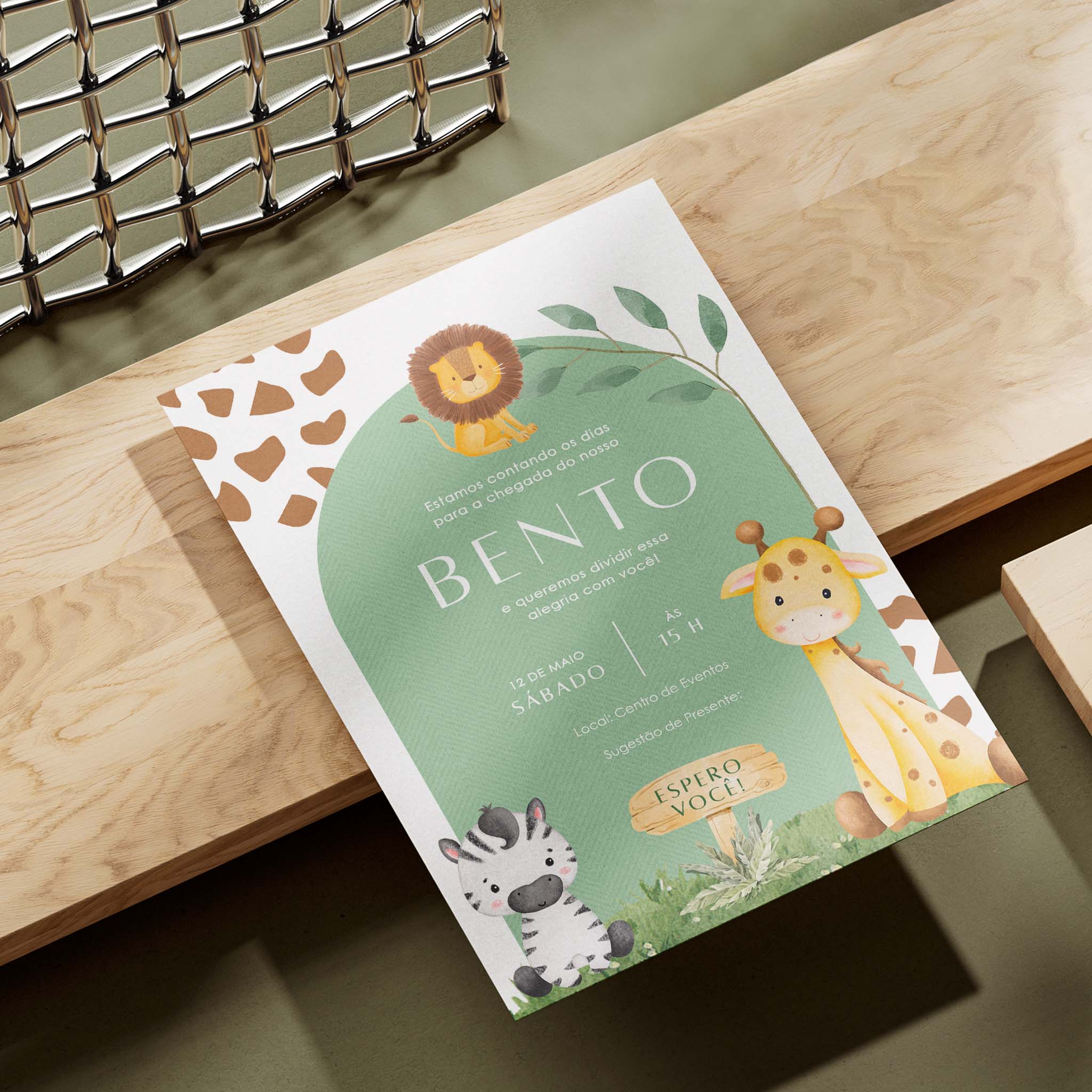 Invitación digital para baby shower de safari