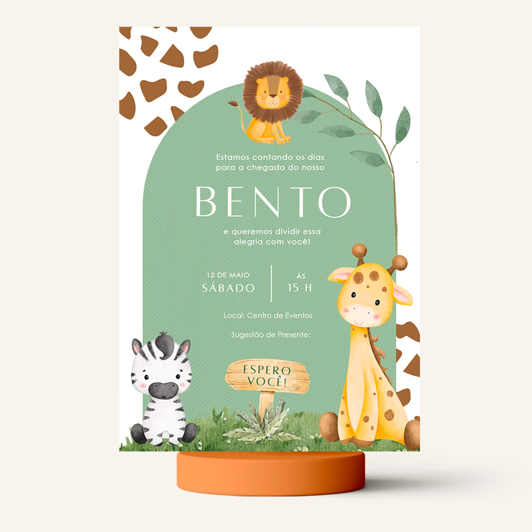 Invitación digital para baby shower de safari