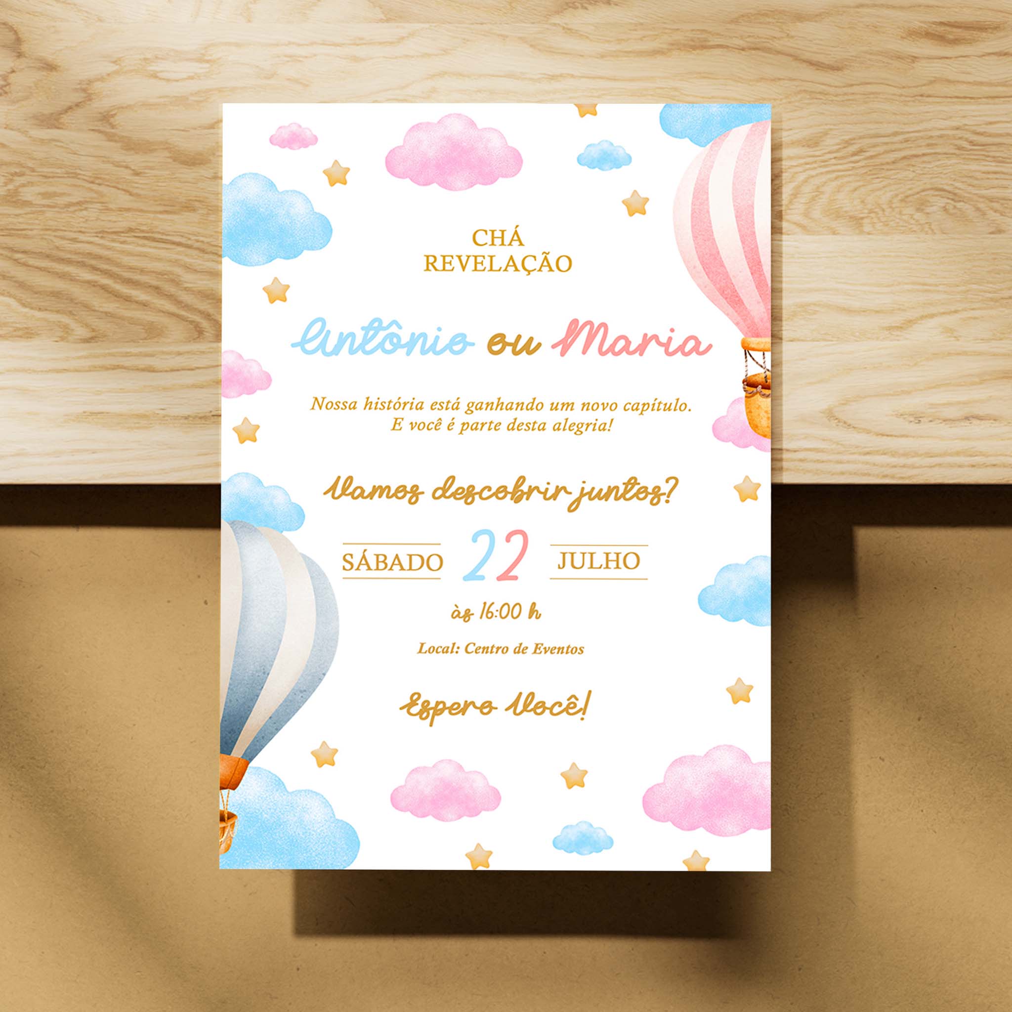 Invitación digital para revelar el género en la nube