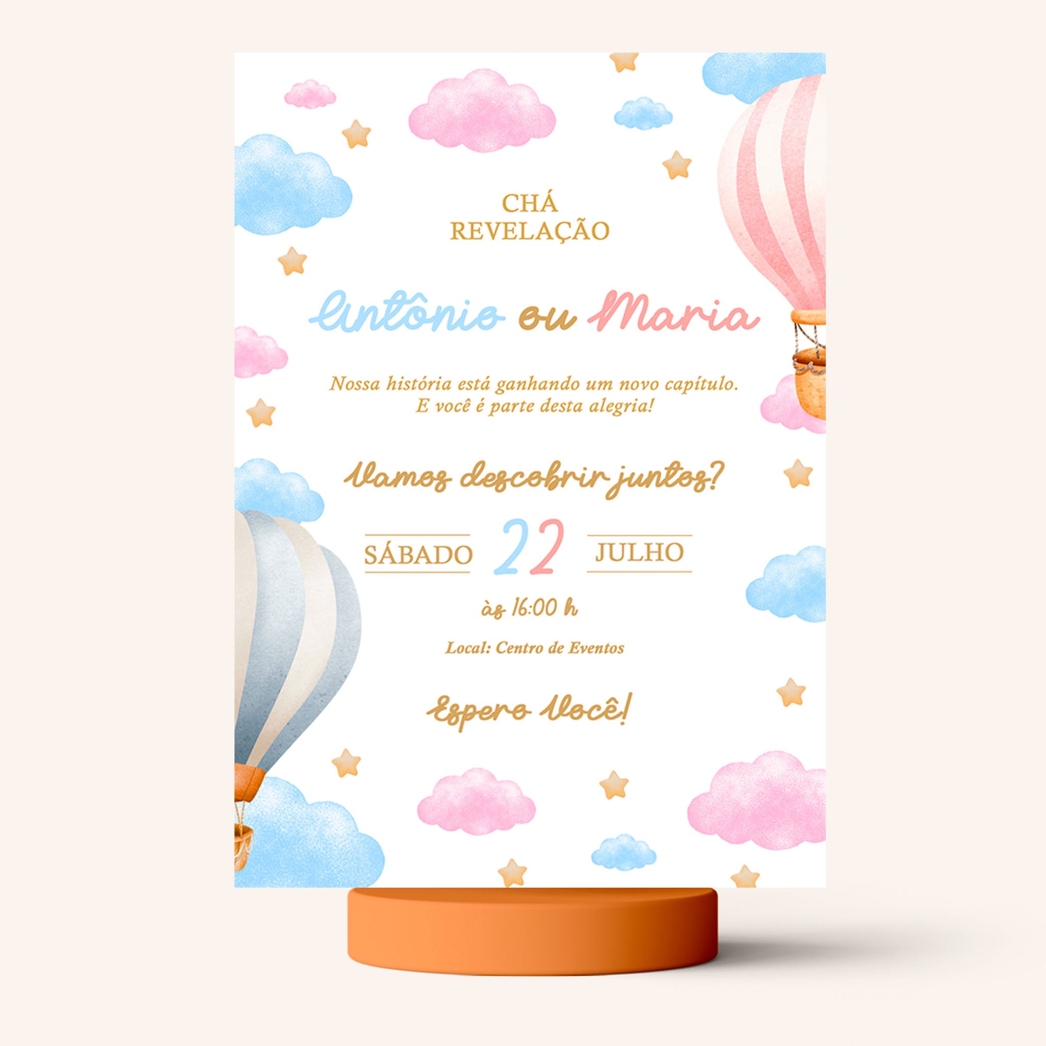 Invitación digital para revelar el género en la nube