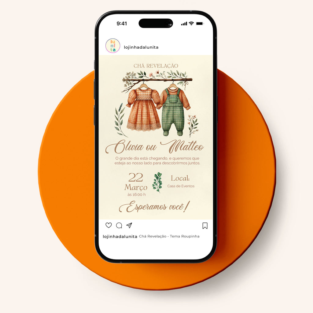 Convite Digital Chá Revelação Roupinha
