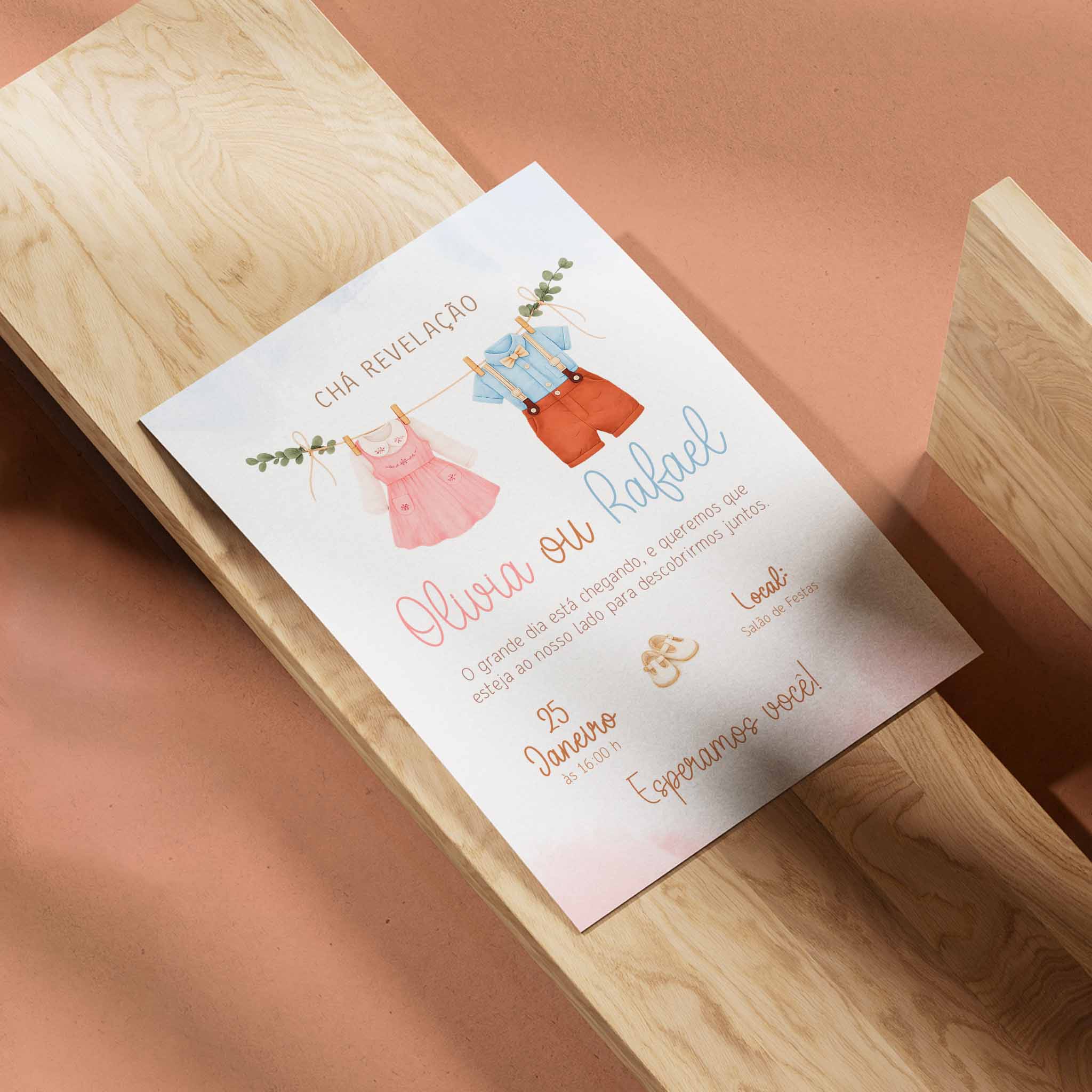 Convite Digital Chá Revelação Roupinha