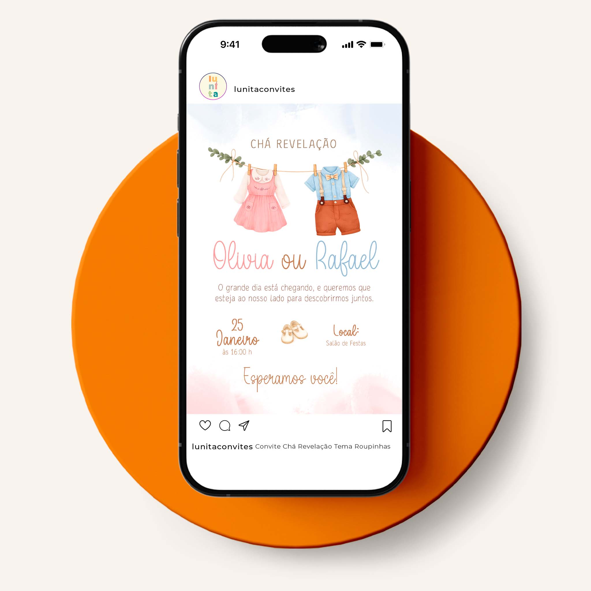 Convite Digital Chá Revelação Roupinha