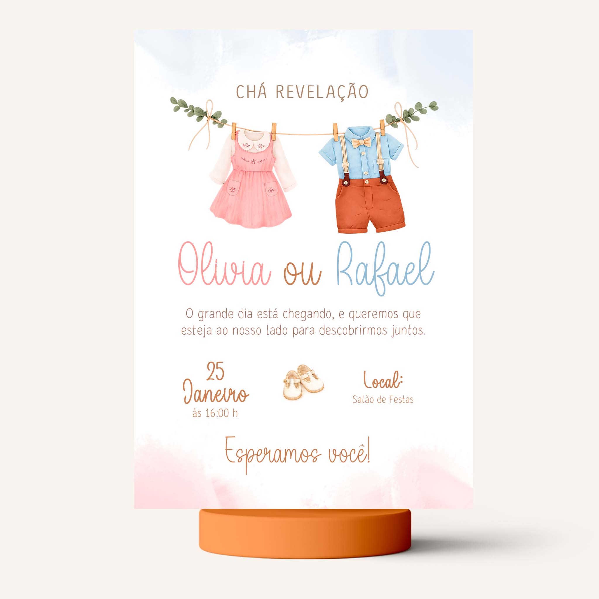 Convite Digital Chá Revelação Roupinha
