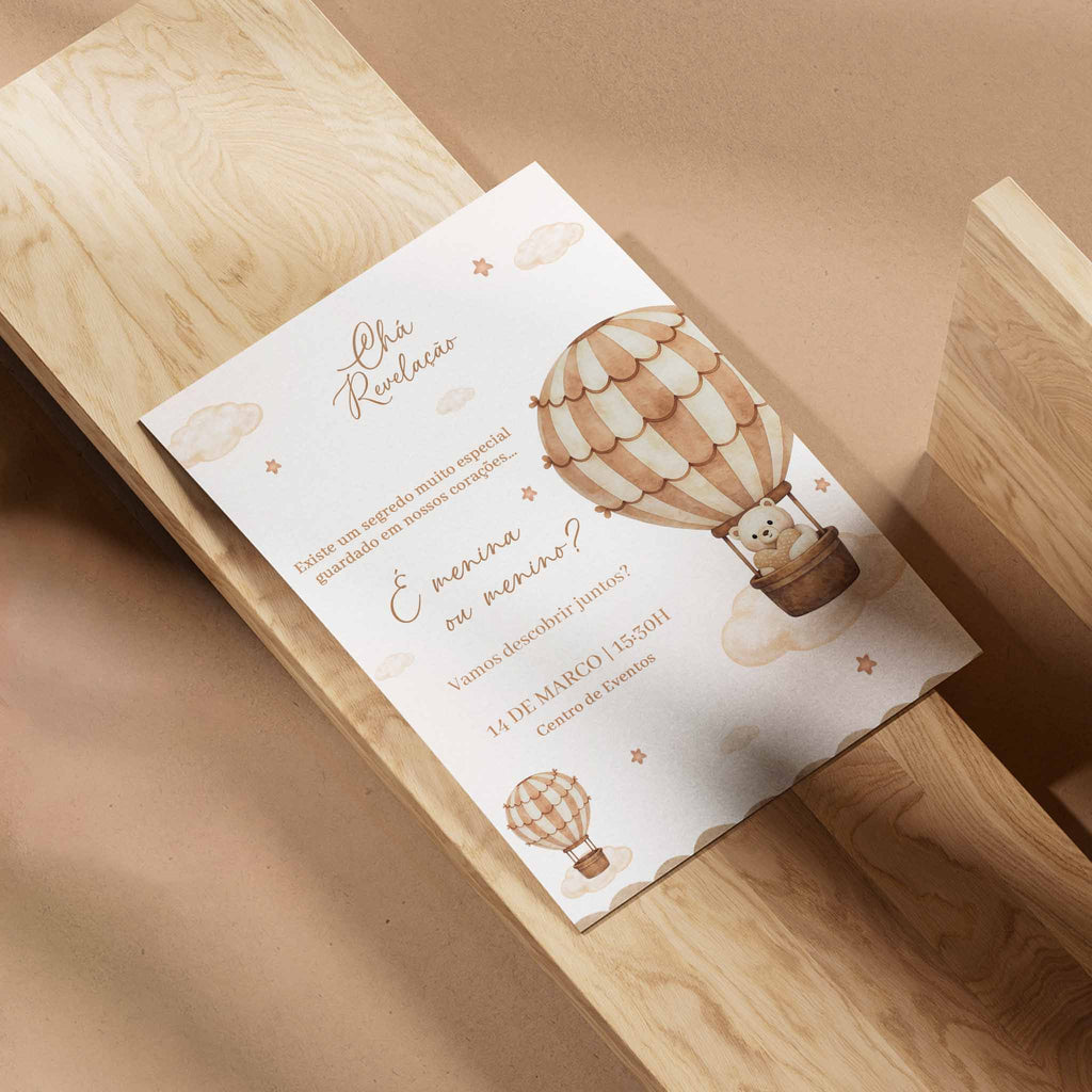 Convite Digital Chá Revelação Ursinho