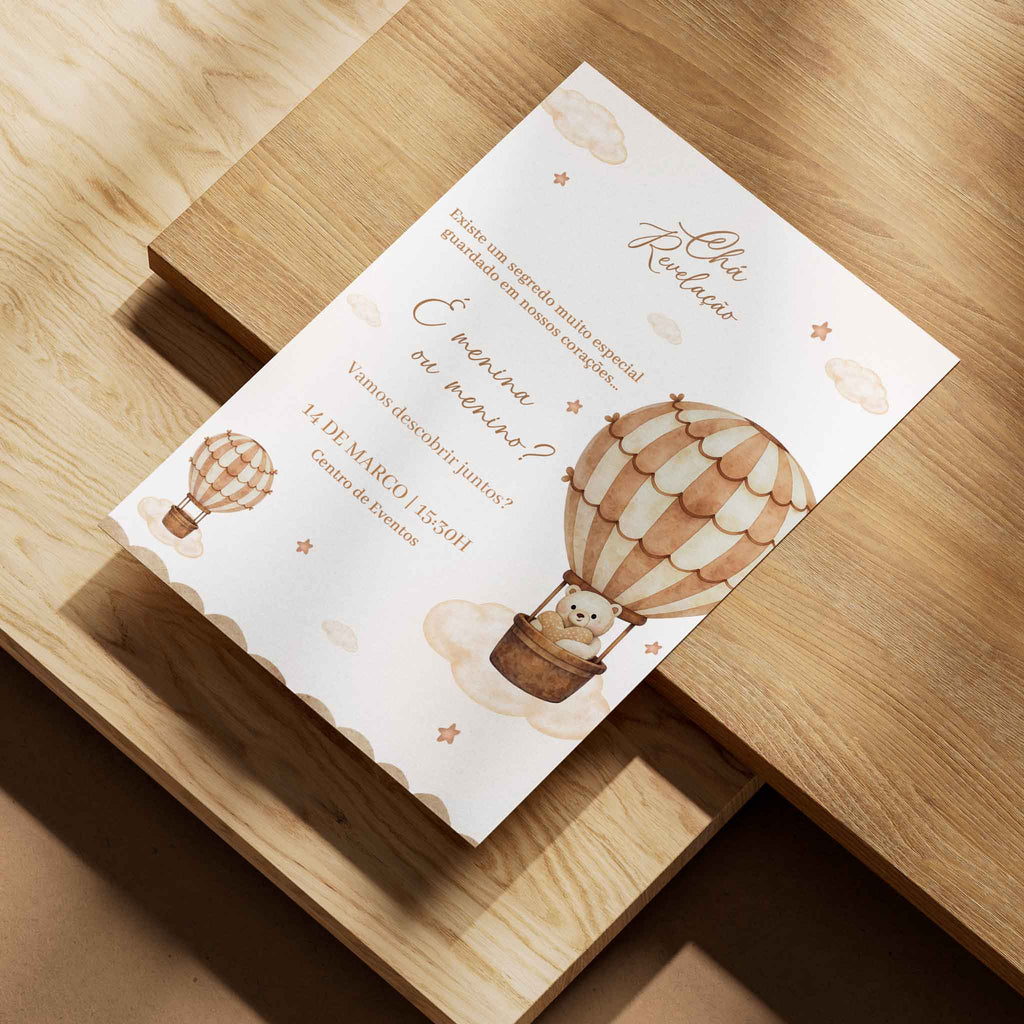 Convite Digital Chá Revelação Ursinho