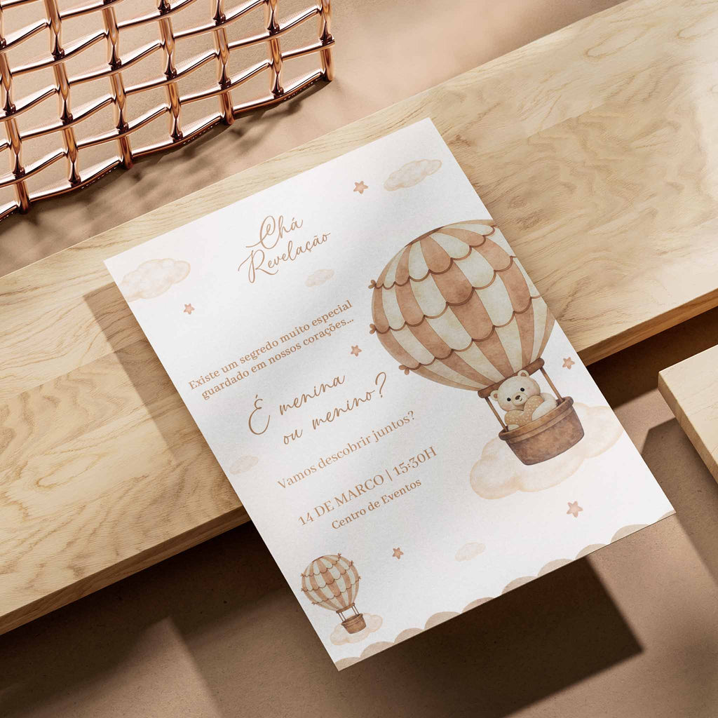 Convite Digital Chá Revelação Ursinho