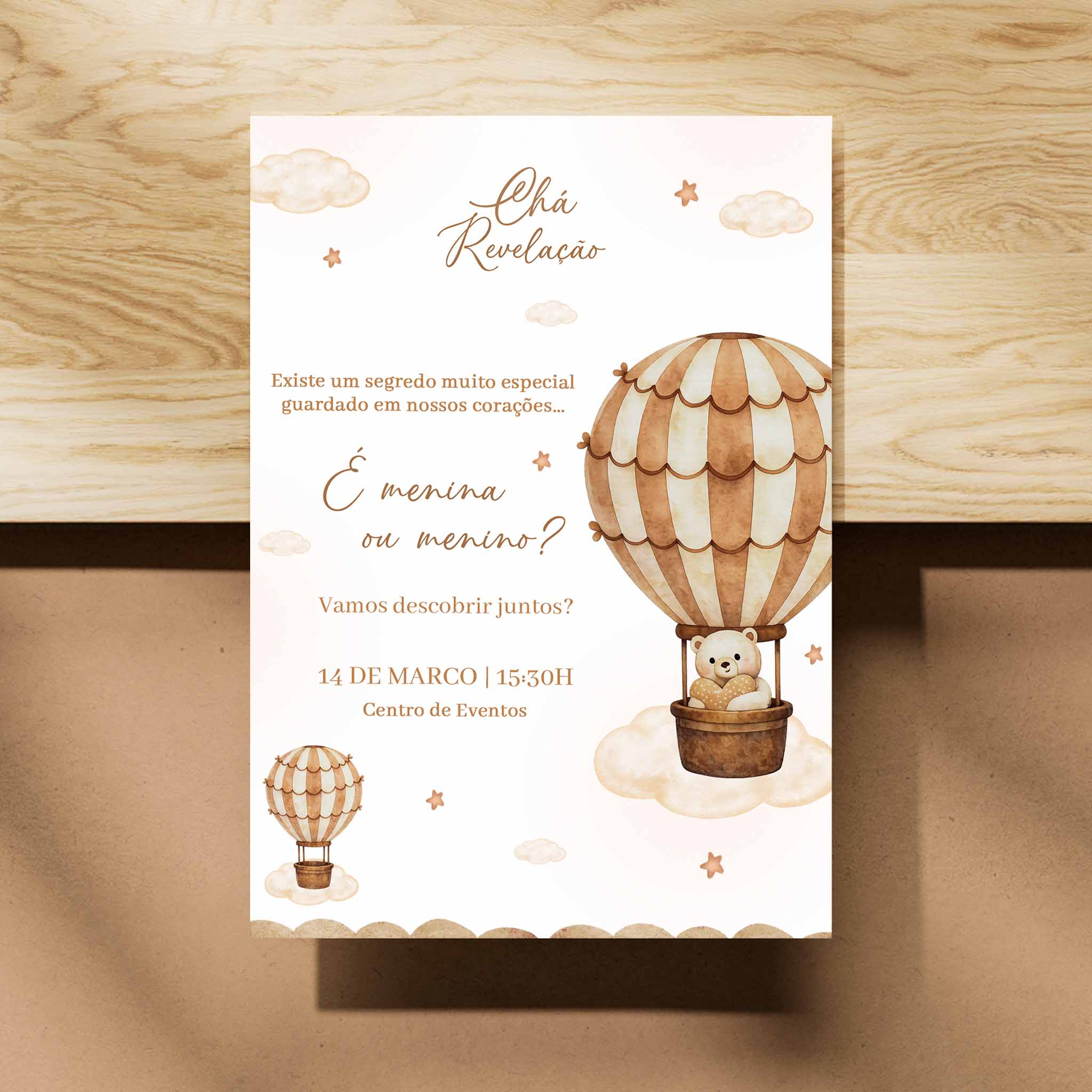 Convite Digital Chá Revelação Ursinho