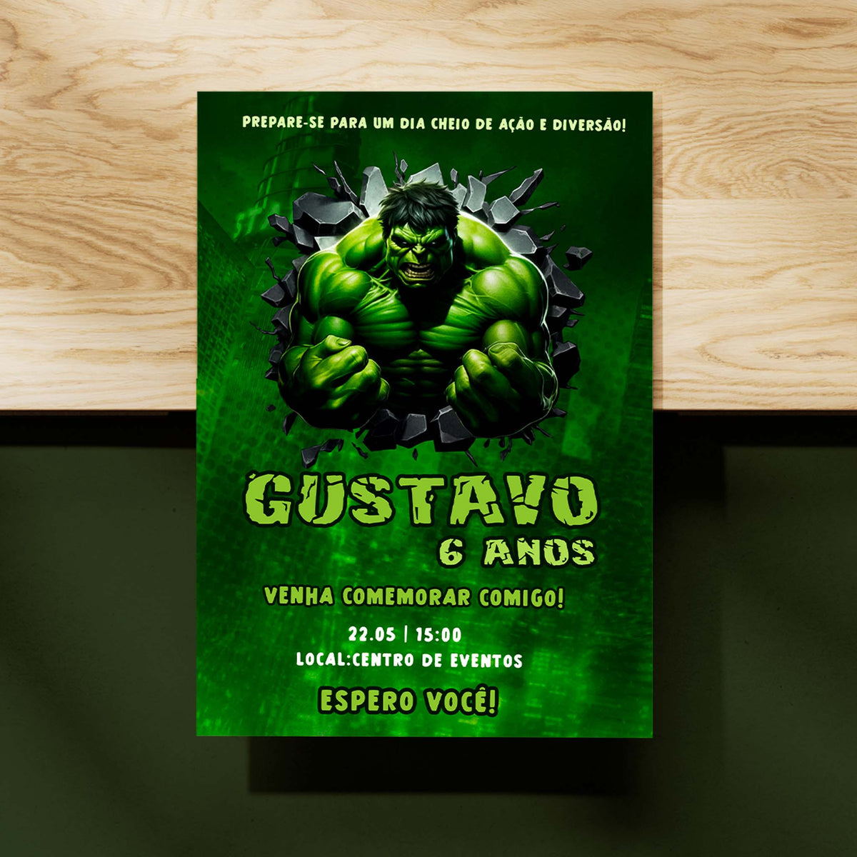 Convite Digital Aniversário Hulk Vingadores