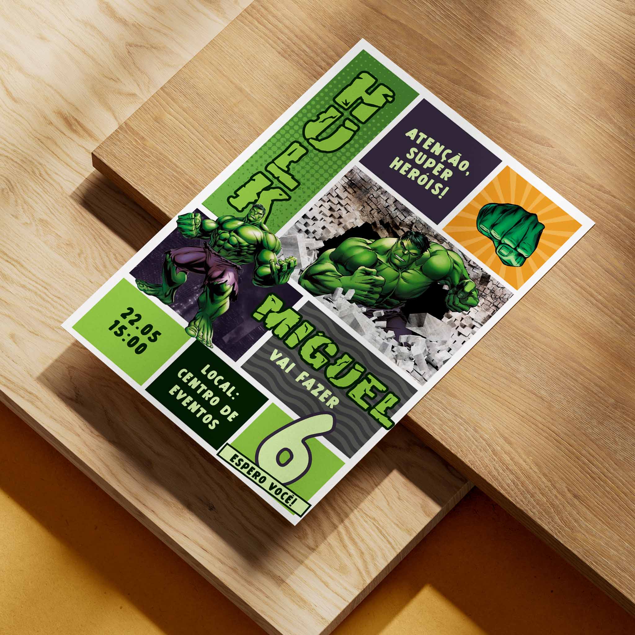 Invitación digital de cumpleaños de Hulk Avengers