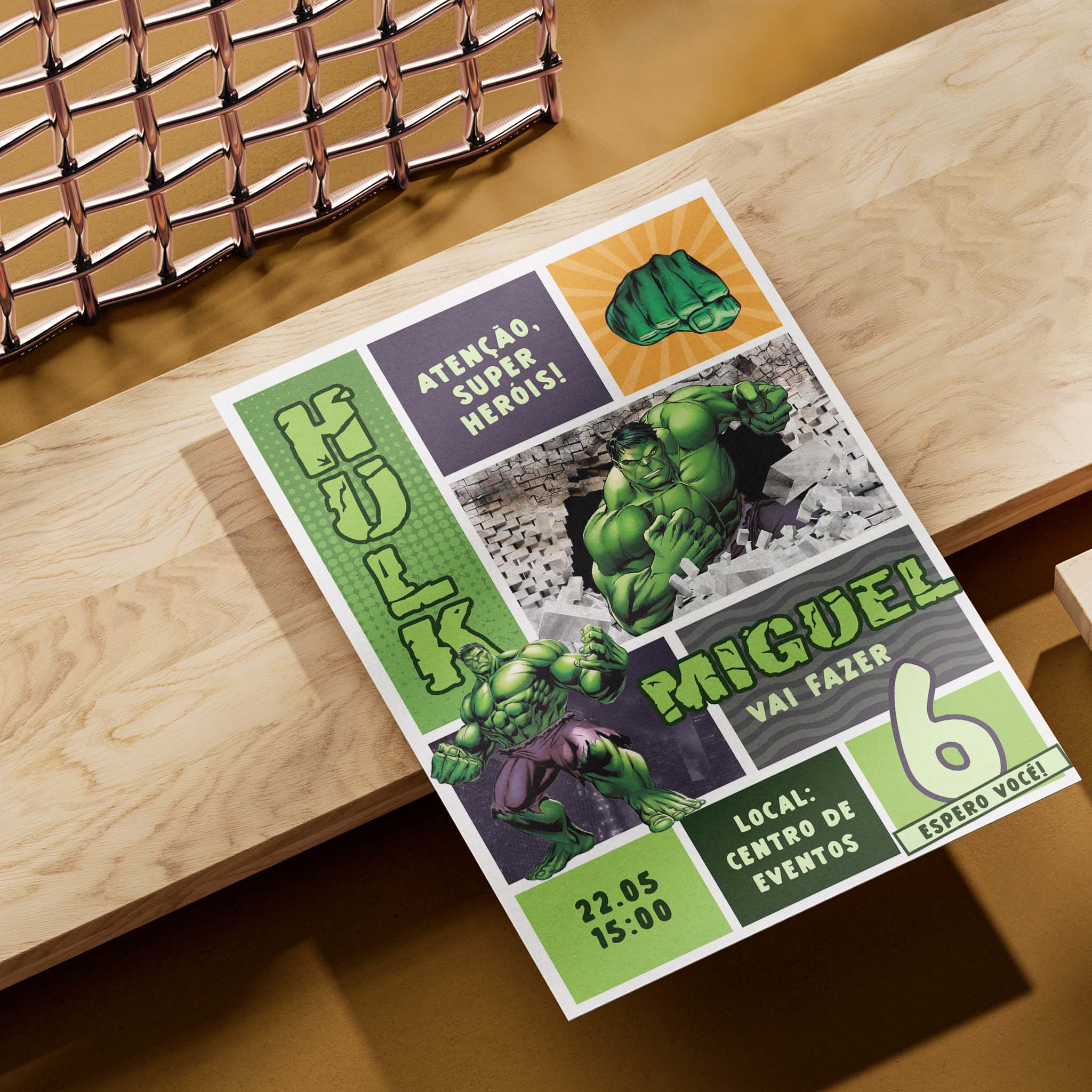 Invitación digital de cumpleaños de Hulk Avengers