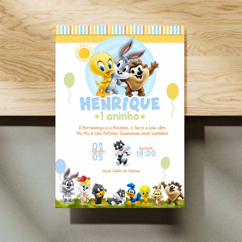 Convite Digital Aniversário Looney Tunes