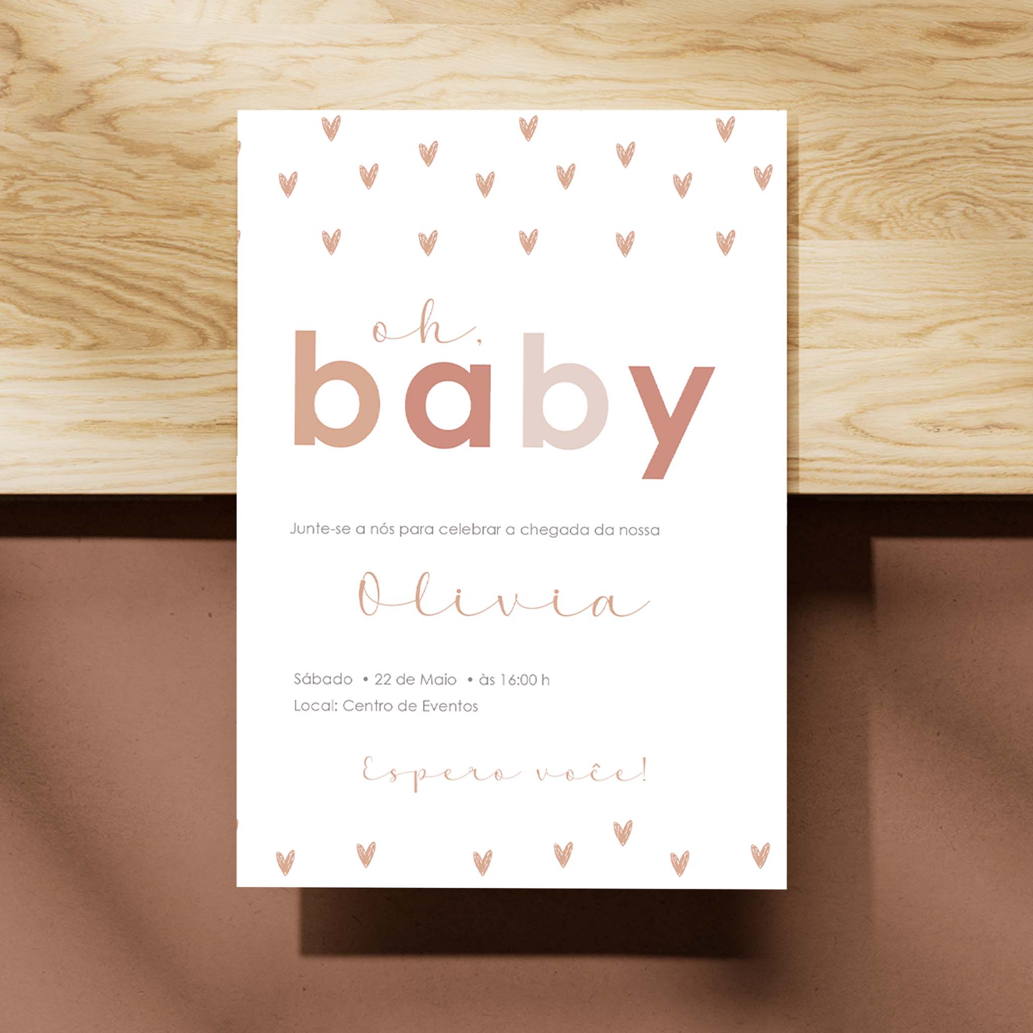 Invitación digital minimalista para baby shower