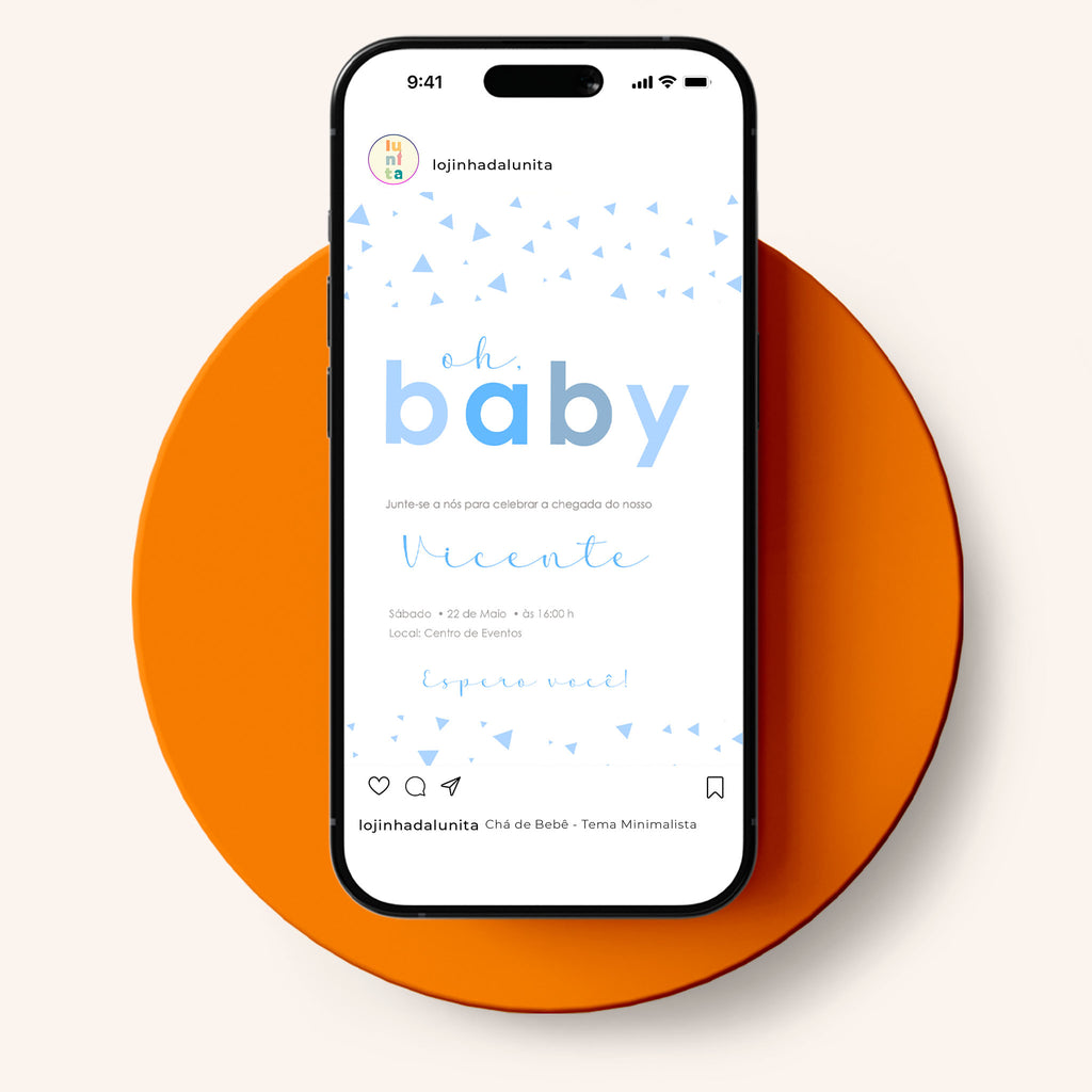 Convite Digital Chá de Bebê Minimalista