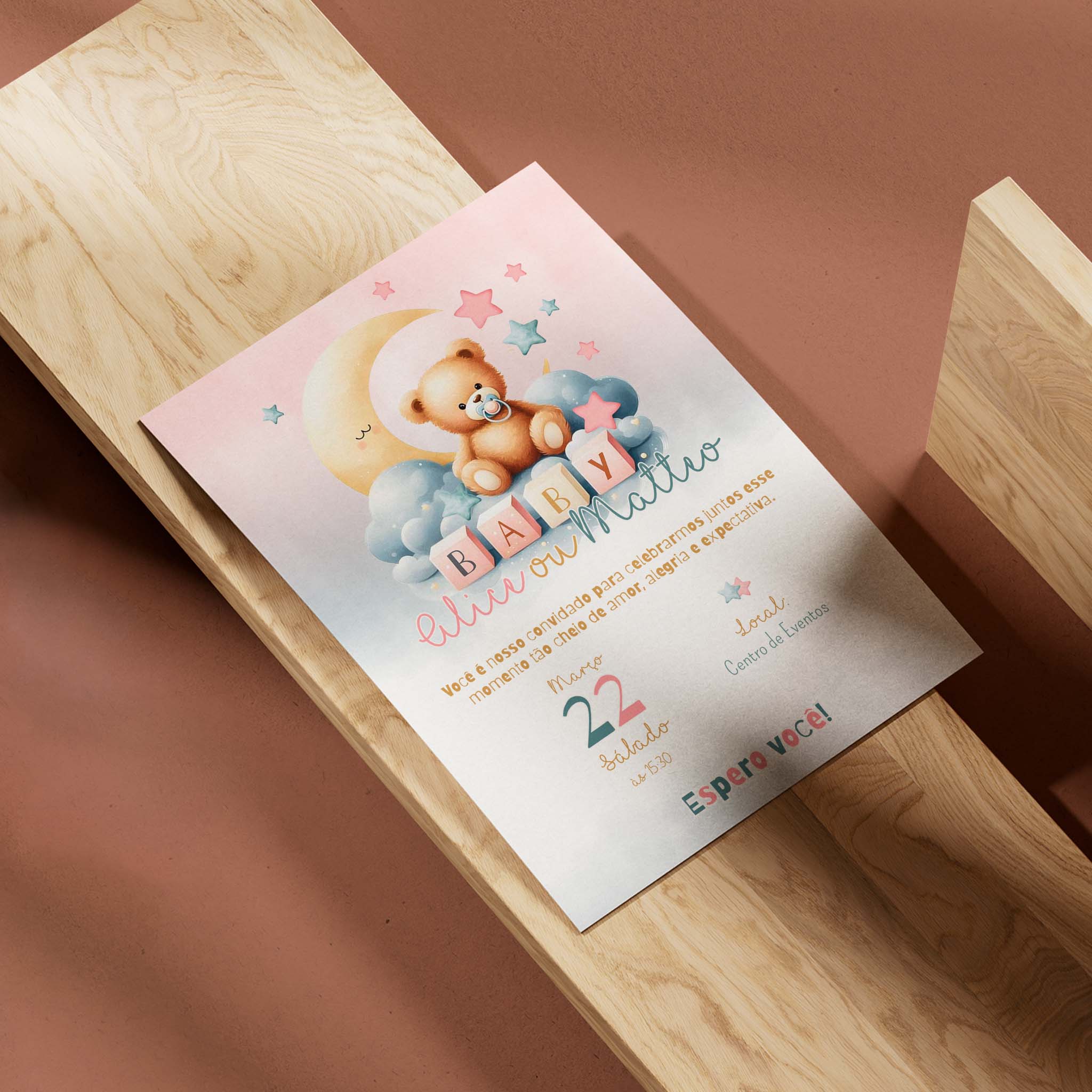Invitación digital para revelar el género del osito de peluche