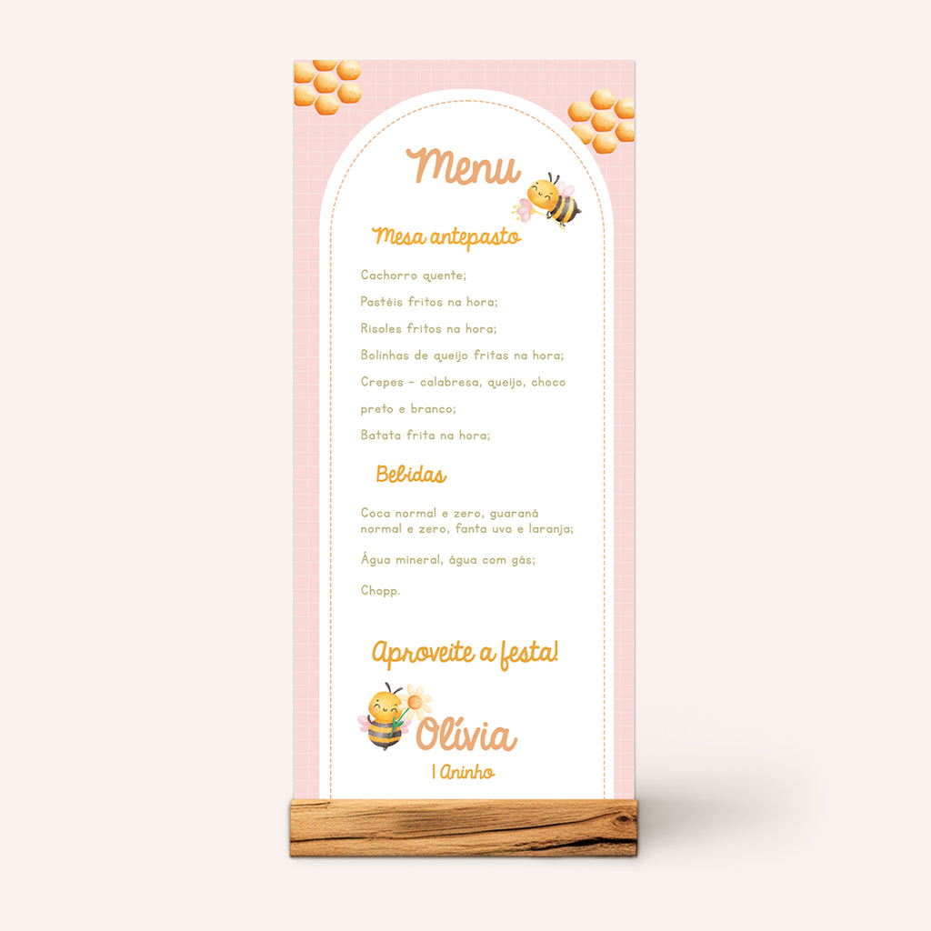 Menu Cardápio Aniversário Abelha