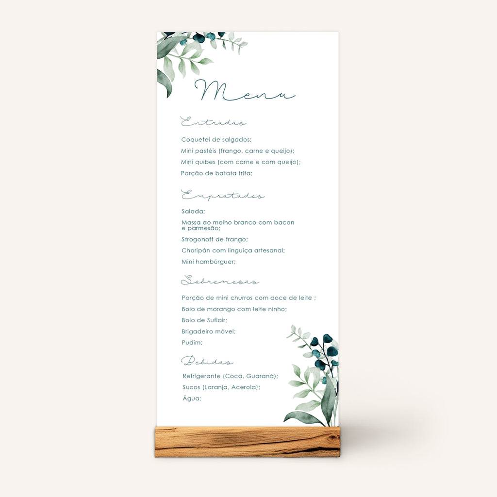 Menu Cardápio Minimalista