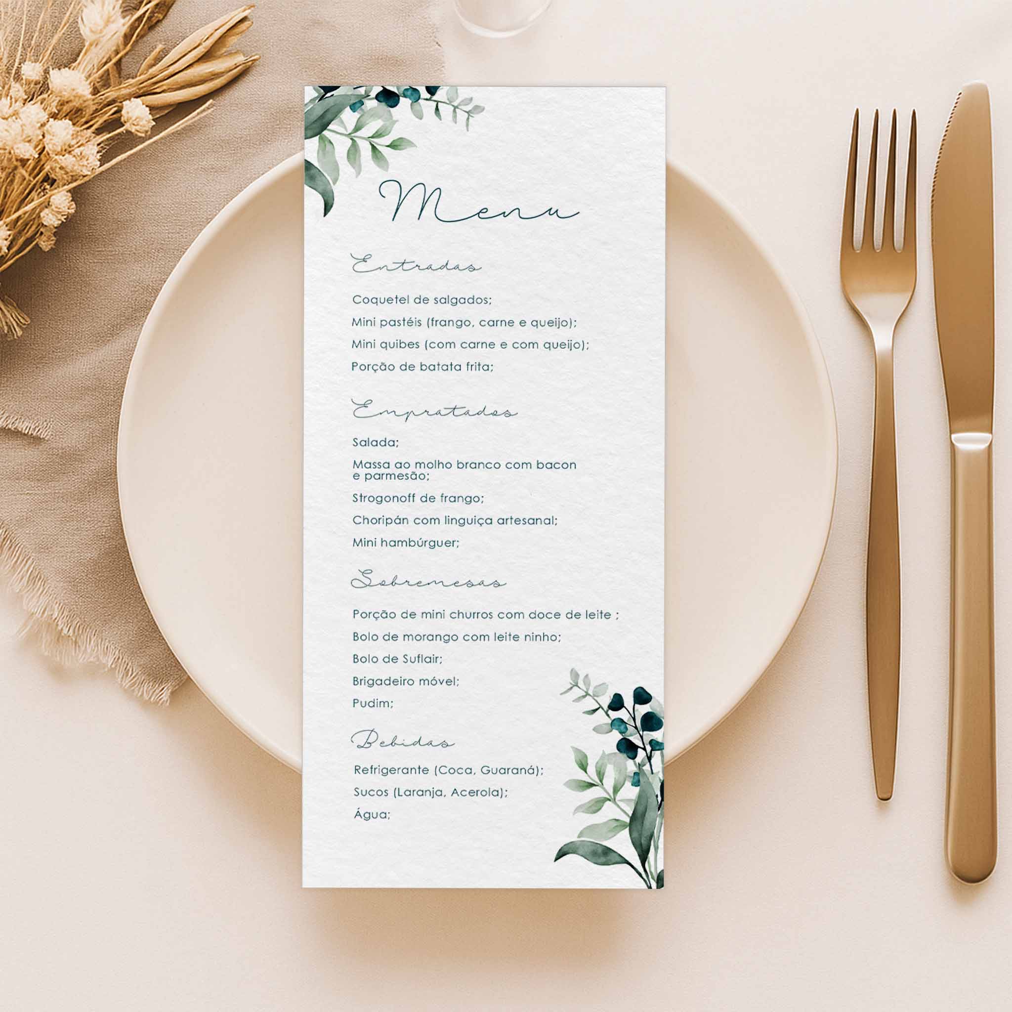 Menu Cardápio Minimalista