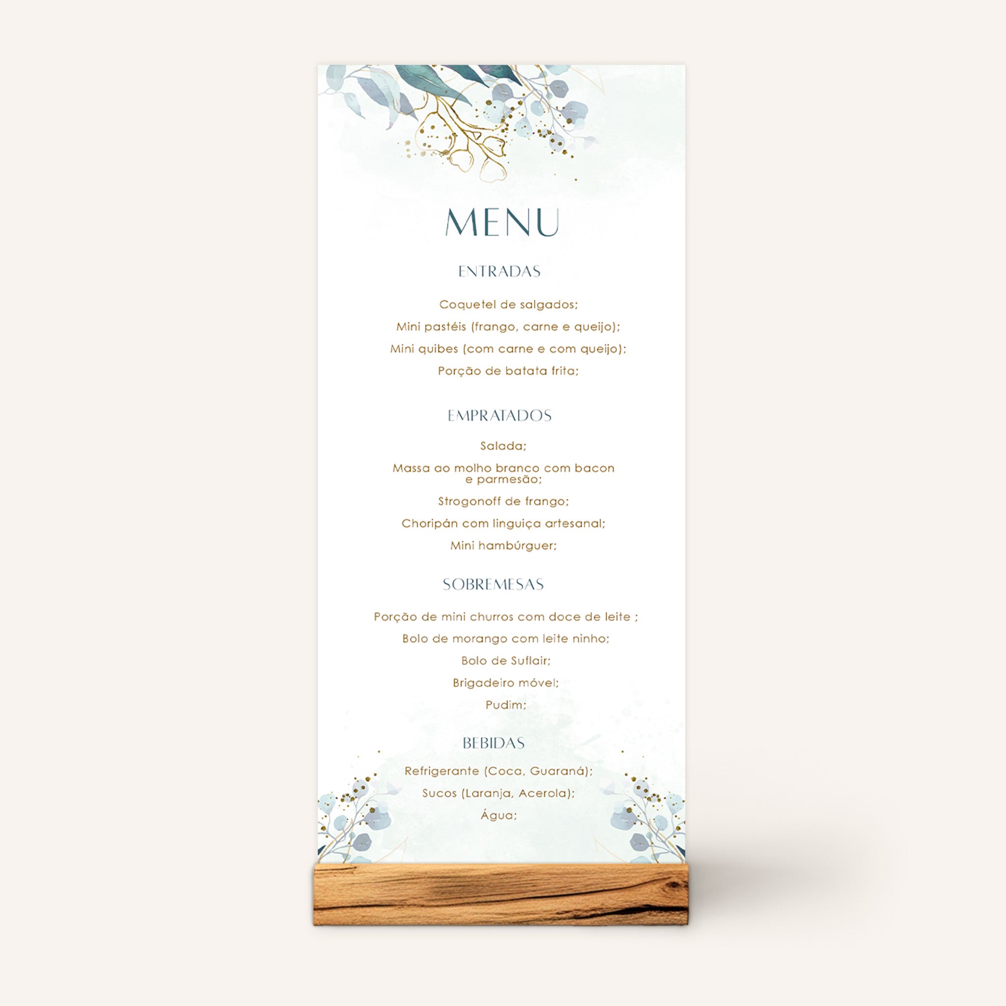 Menu Cardápio Minimalista