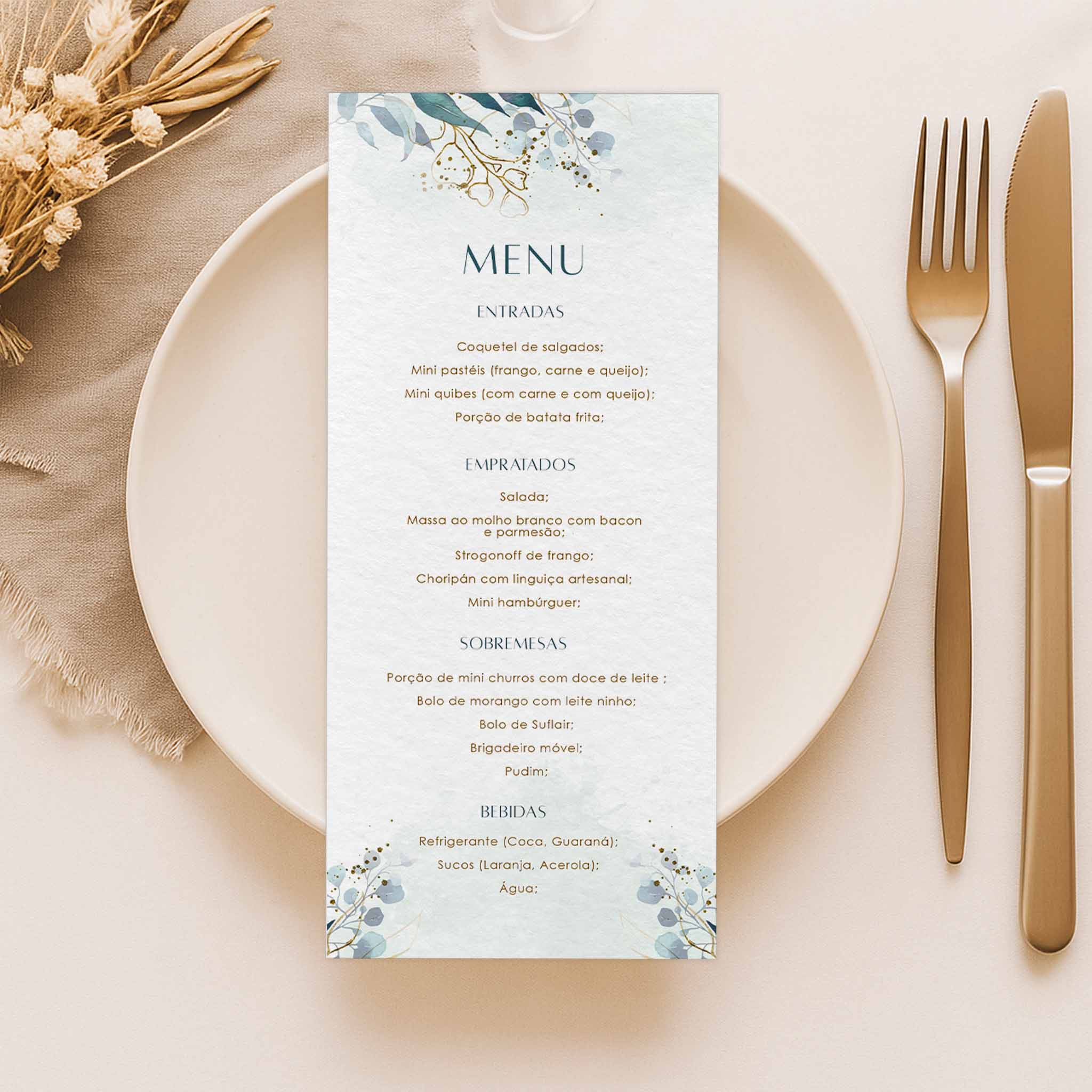 Menu Cardápio Minimalista