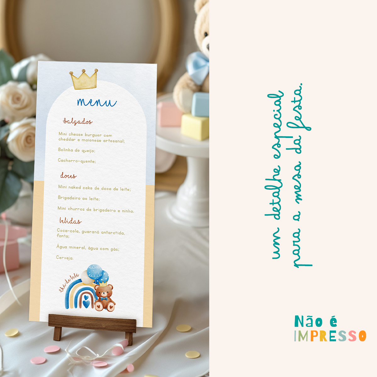 Menu Cardápio Chá de Bebê Ursinho