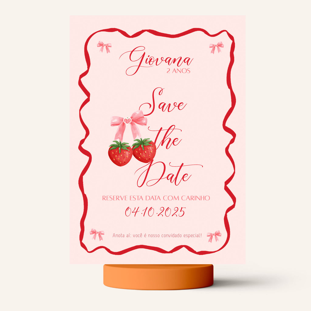 Save the Date Aniversário Morango