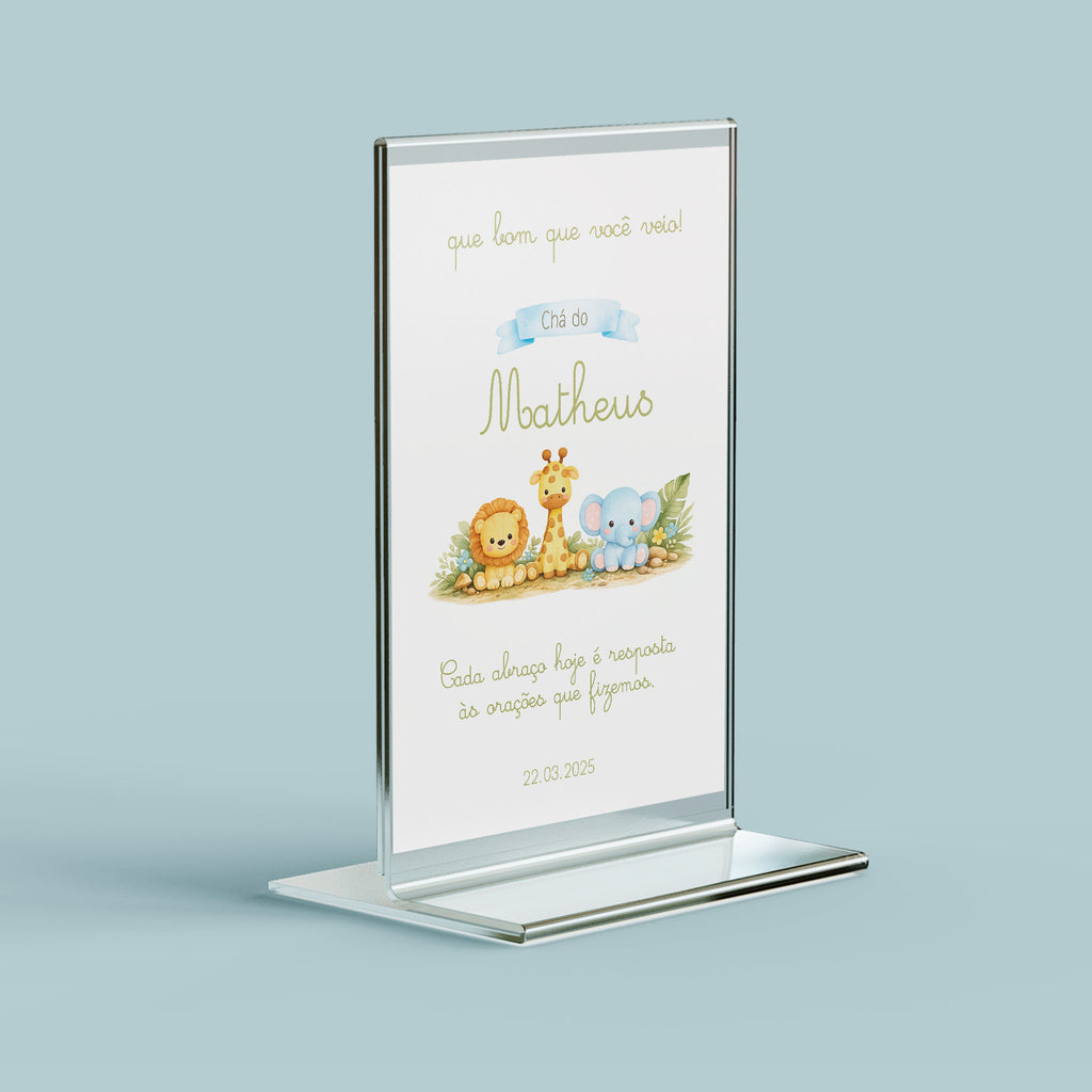 Cartão Agradecimento de Mesa Chá de Bebê Safari