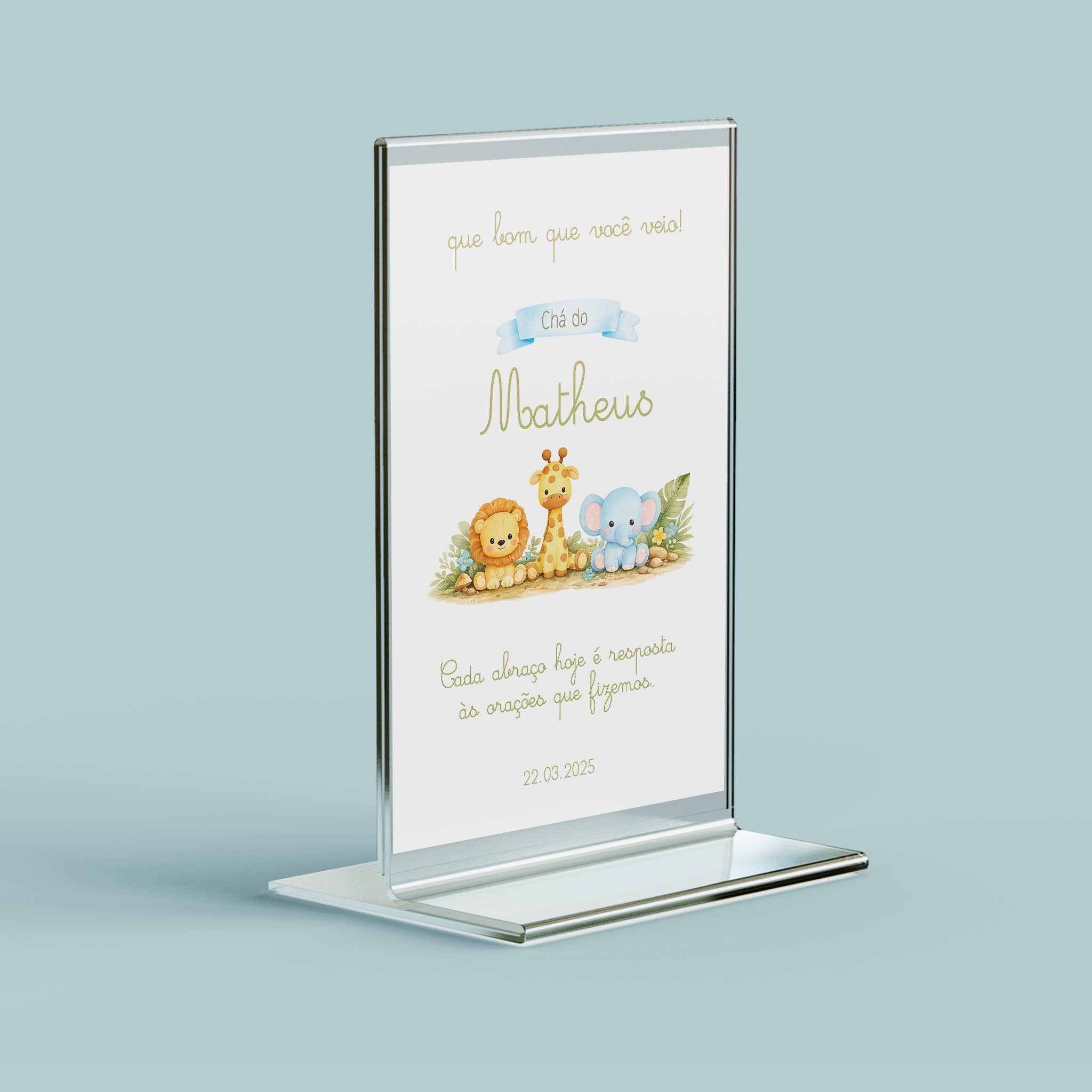 Cartão Agradecimento de Mesa Chá de Bebê Safari