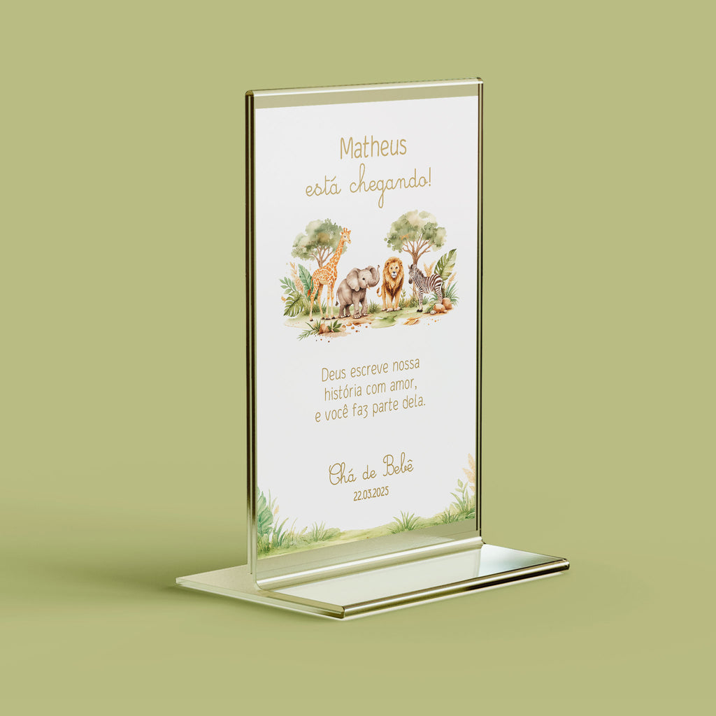 Cartão Agradecimento de Mesa Chá de Bebê Safari