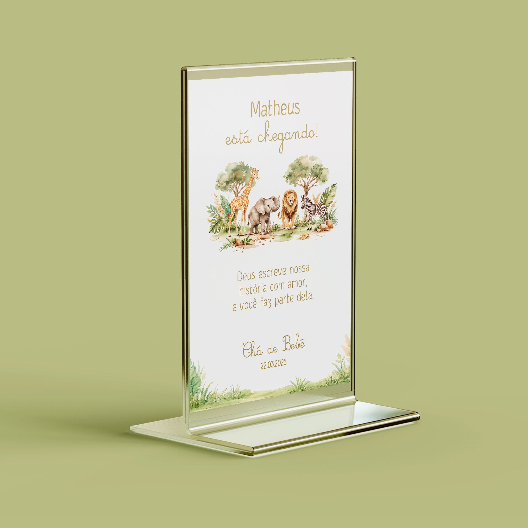 Cartão Agradecimento de Mesa Chá de Bebê Safari