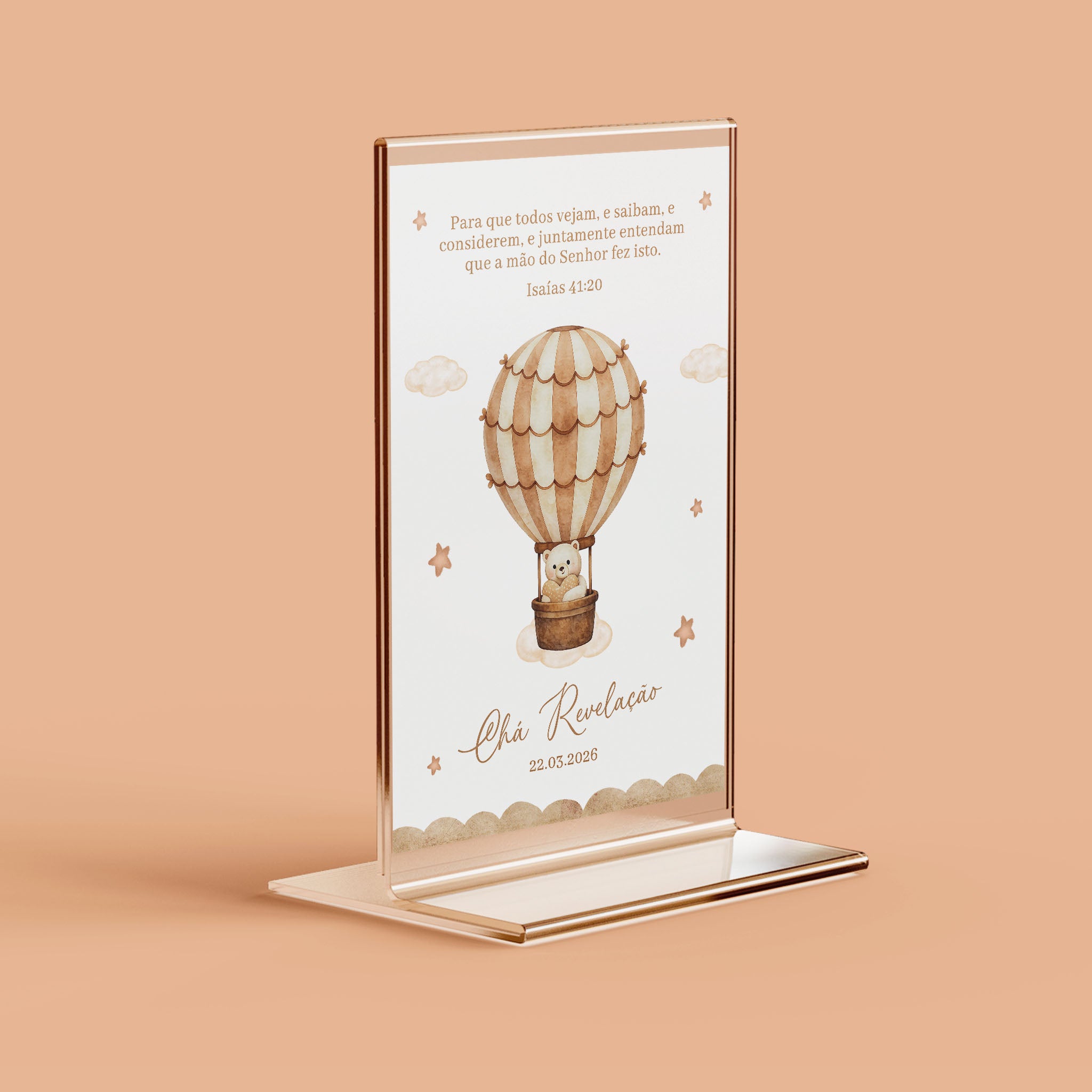 Cartão Agradecimento de Mesa Chá Revelação Ursinho