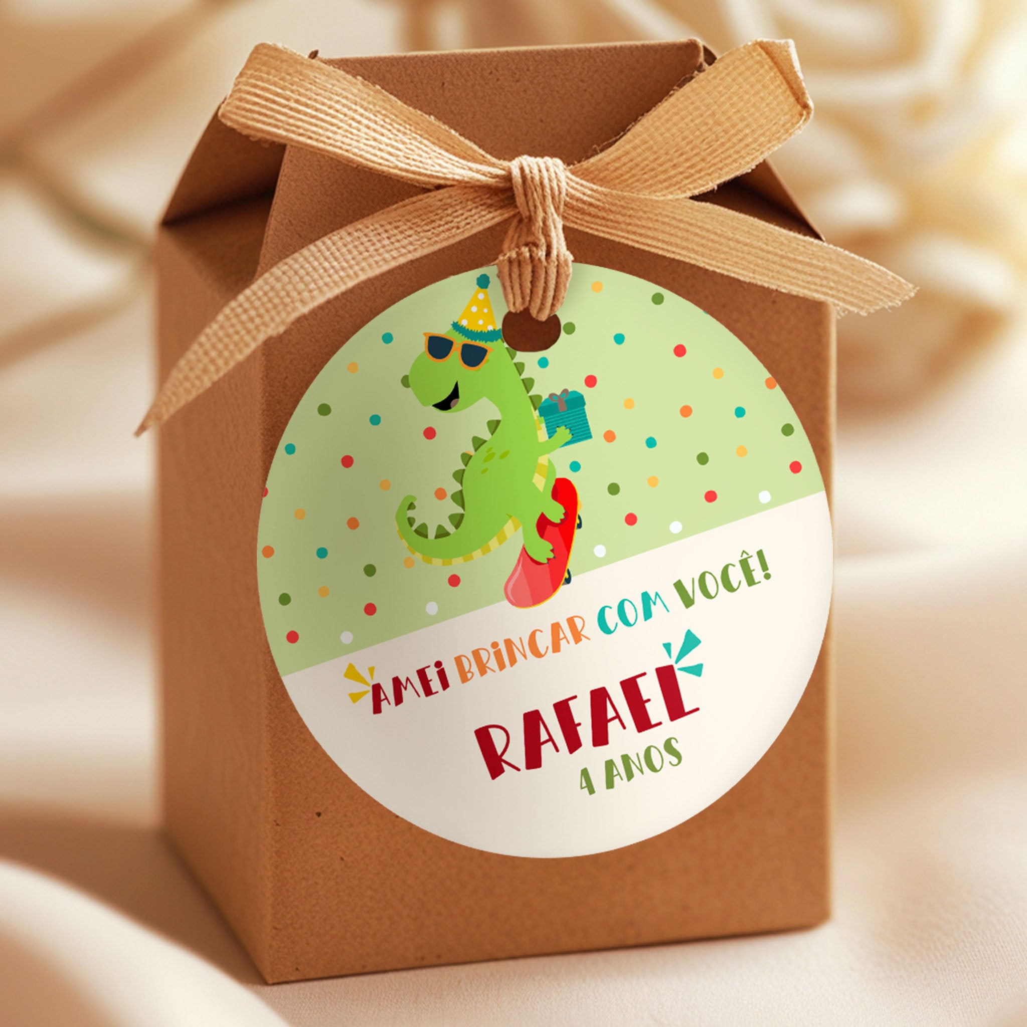 Tag | Adesivo Aniversário Dinossauro